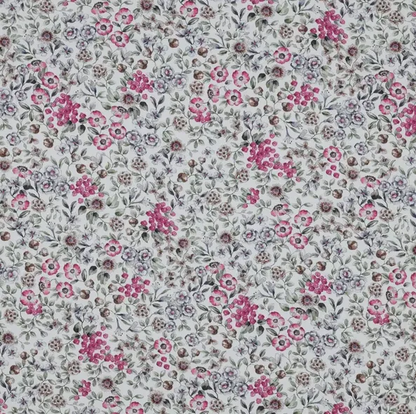 Fijne katoenen poplin besjes en bloemen   - Poppy