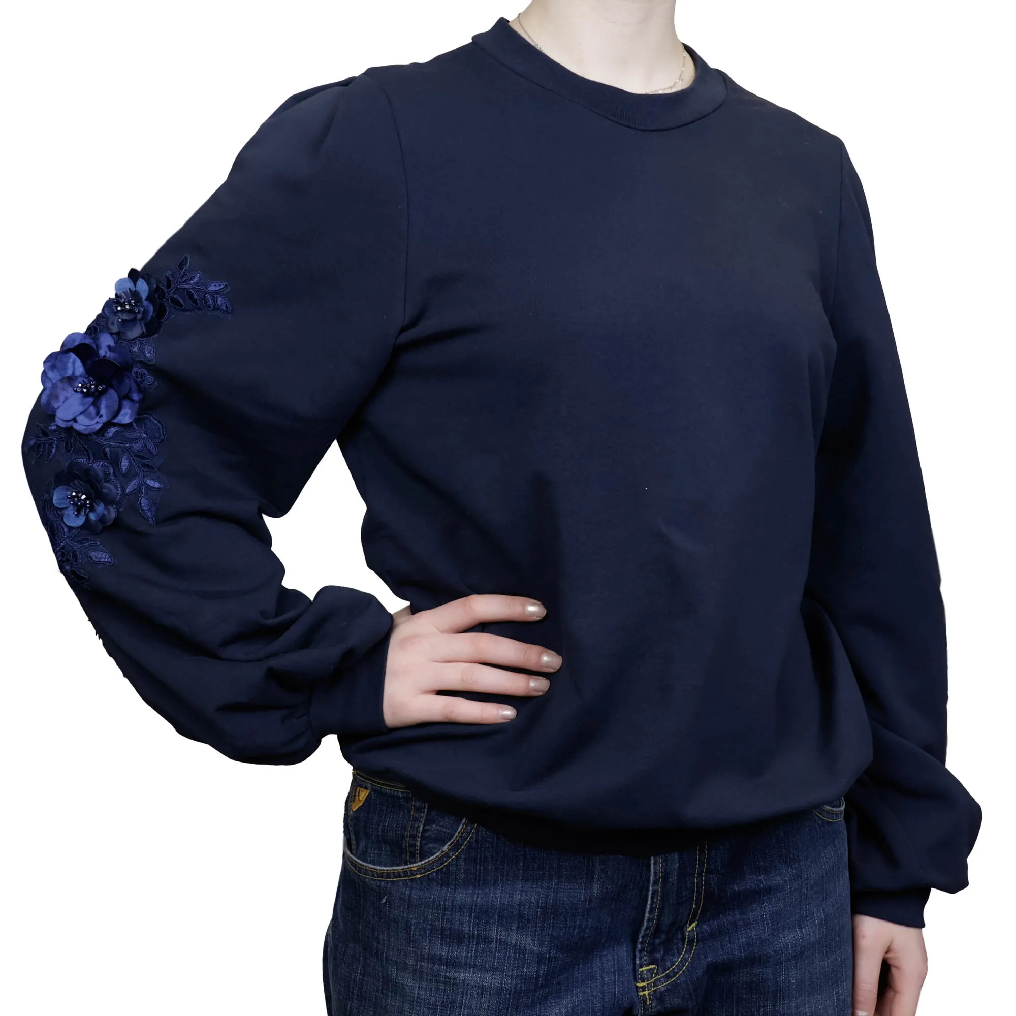 Pakket feestelijke sweater met bloemen - blauw