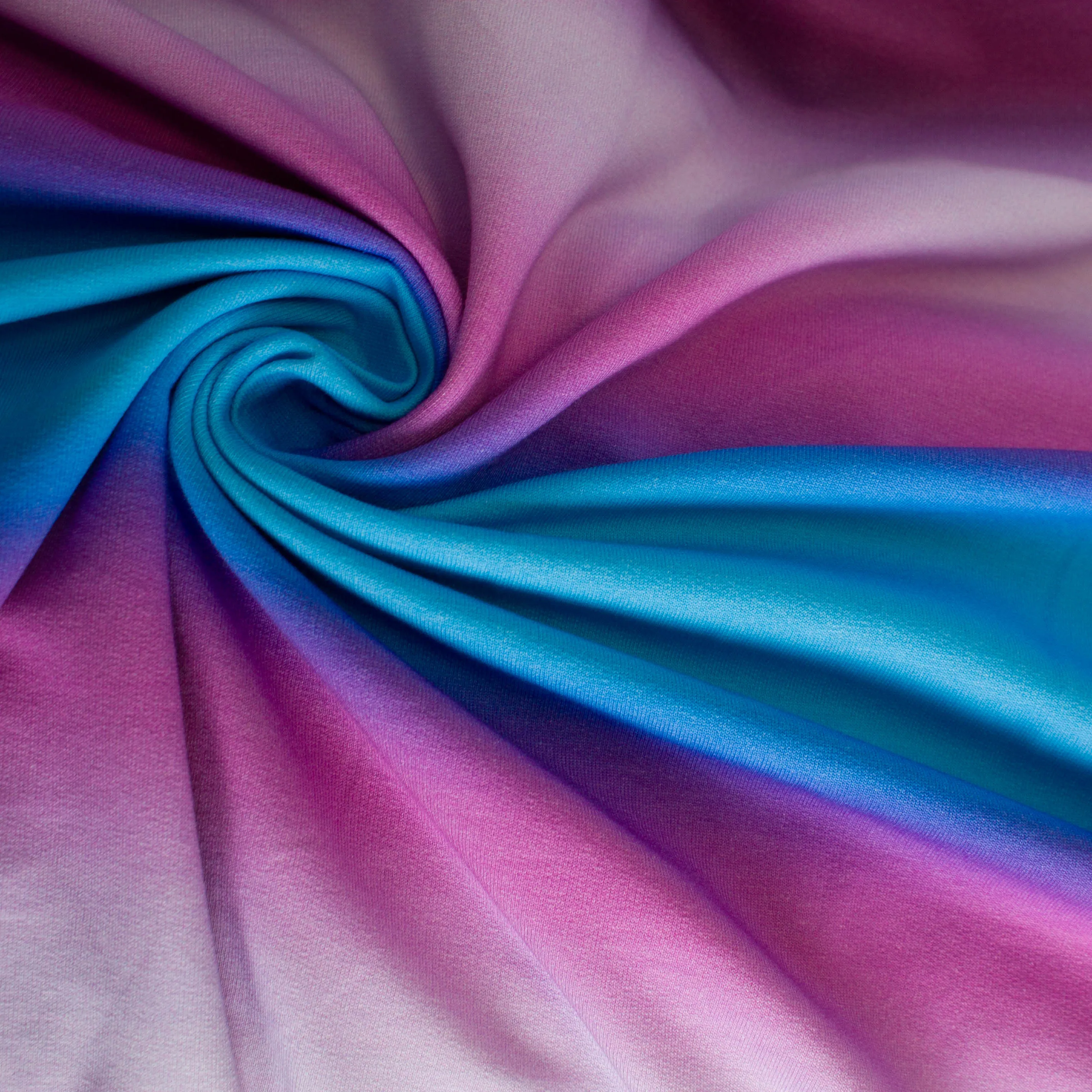 French terry kleurenovergang blauw-roos