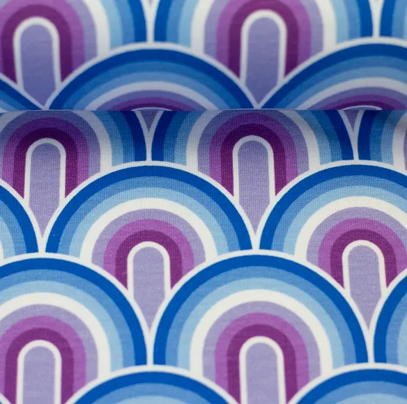 Tricot met blauw/paarse regenbogen