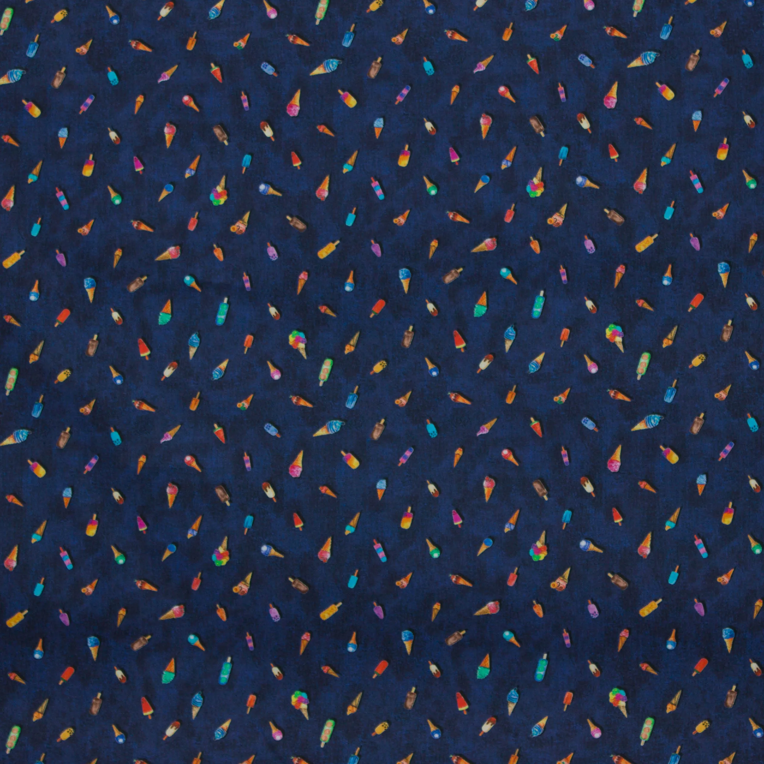 Katoen donkerblauw met ijsjes - A La Ville