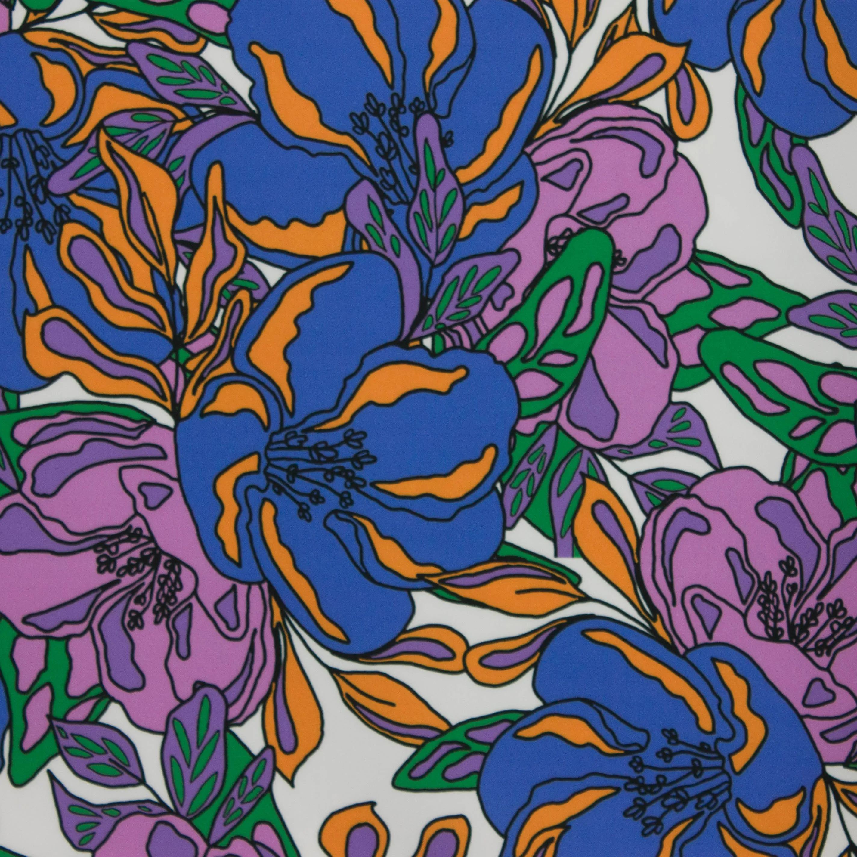 Polyester stretch wit met bloemen - Knipmode & A La Ville