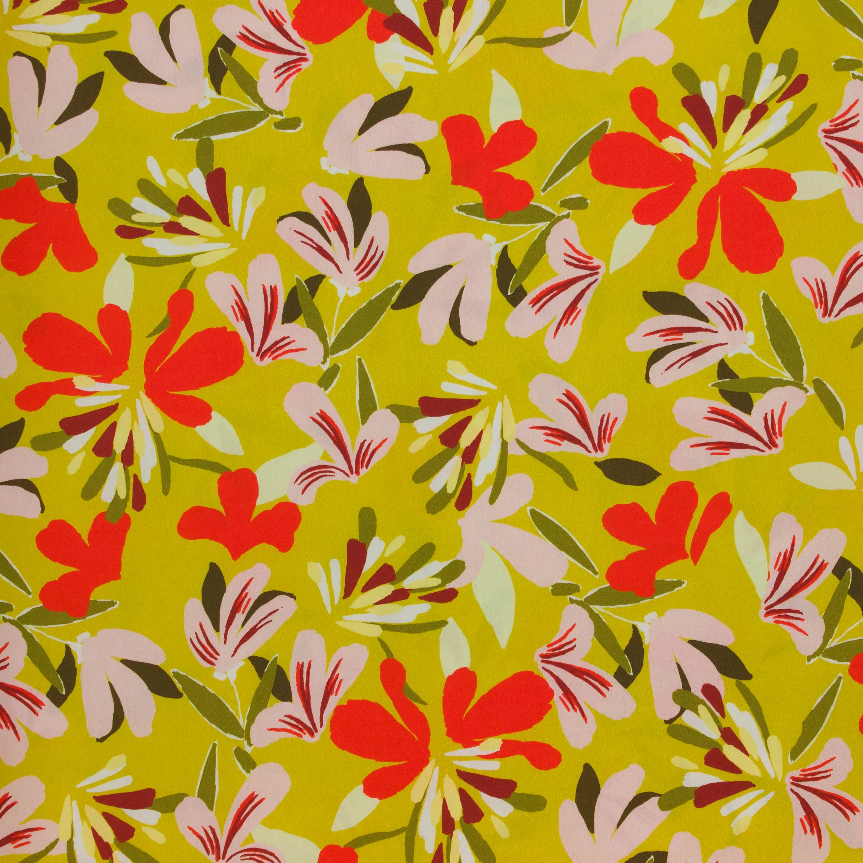 Katoen groen met bloemen - A La Ville