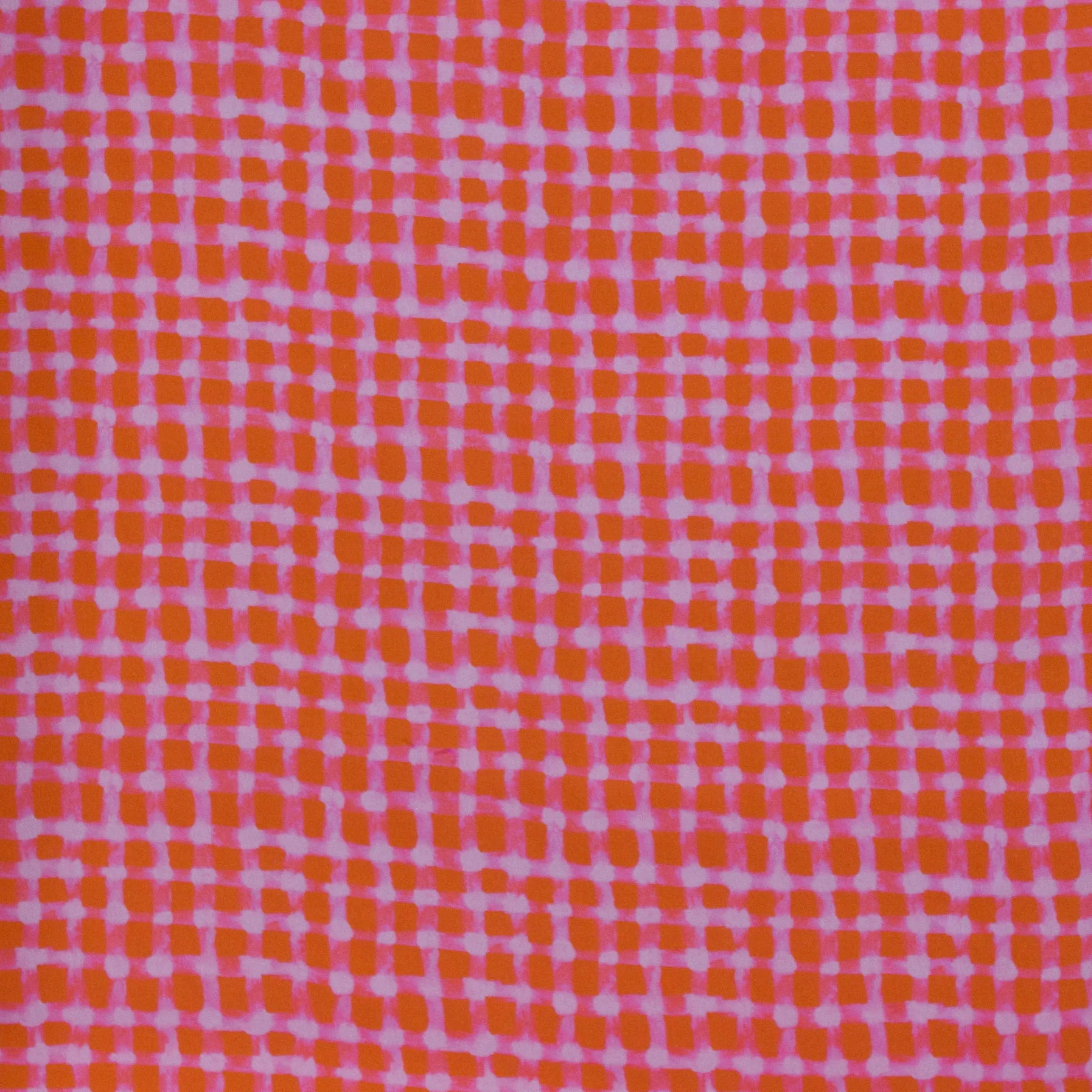 Viscose crêpe roest oranje met violet print - A La Ville