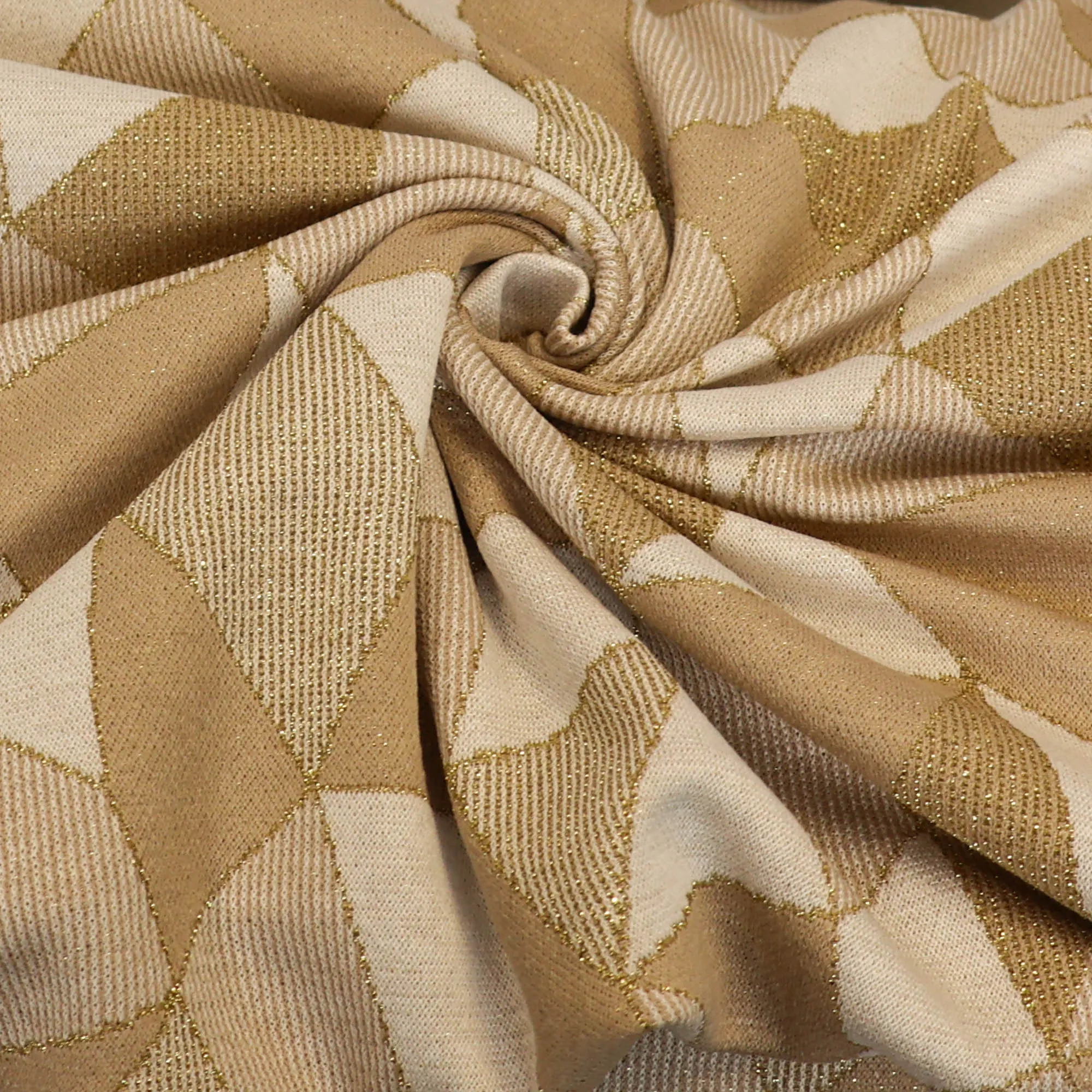Licht breitje stretch beige met geometrisch patroon - A La Ville