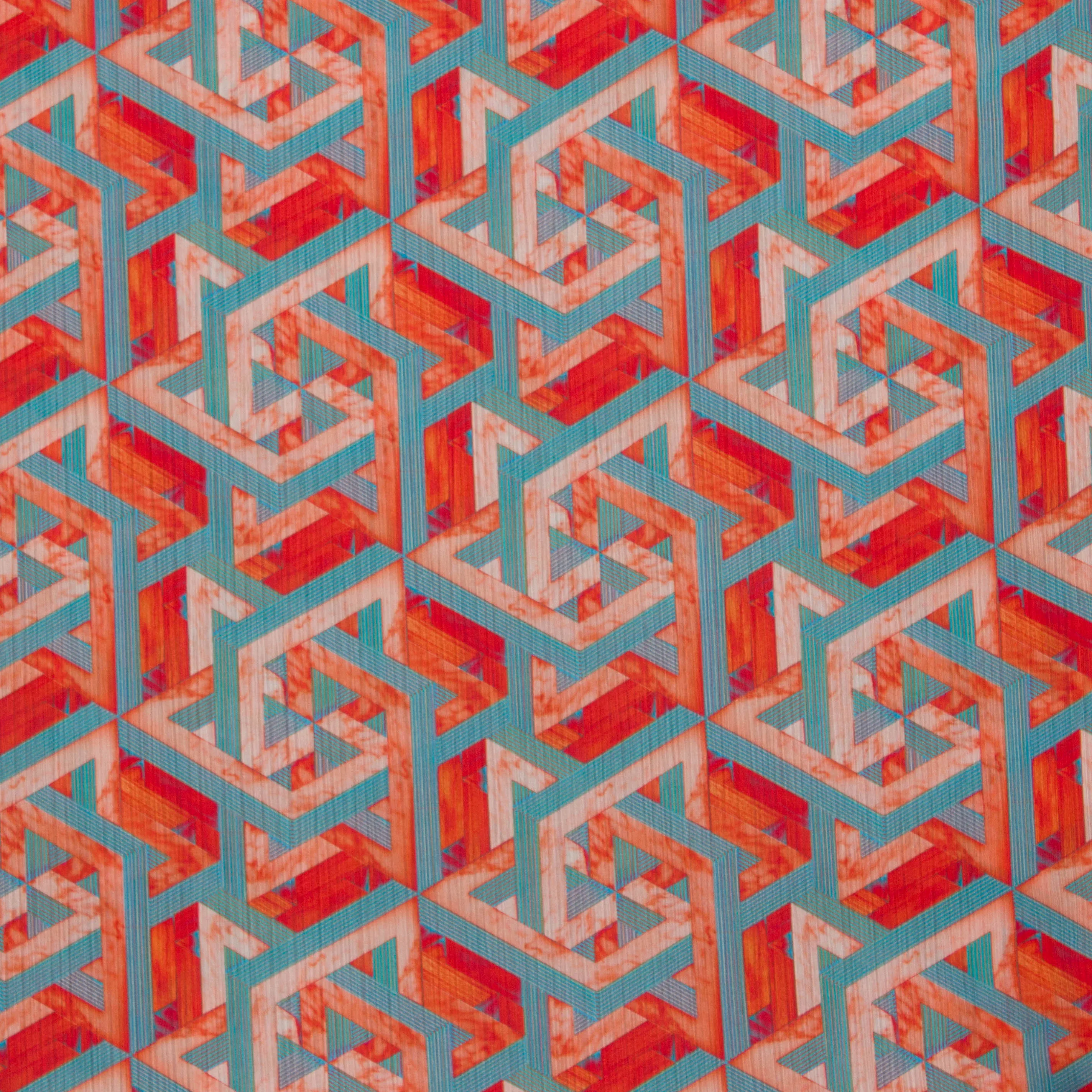 Polyester satijn met geometrische print - Burda & A La Ville