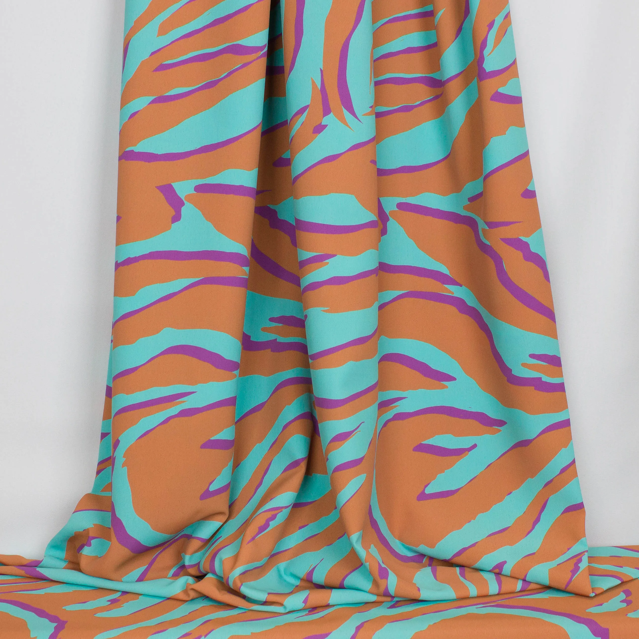 Polyester turquoise met dierenprint - A La Ville