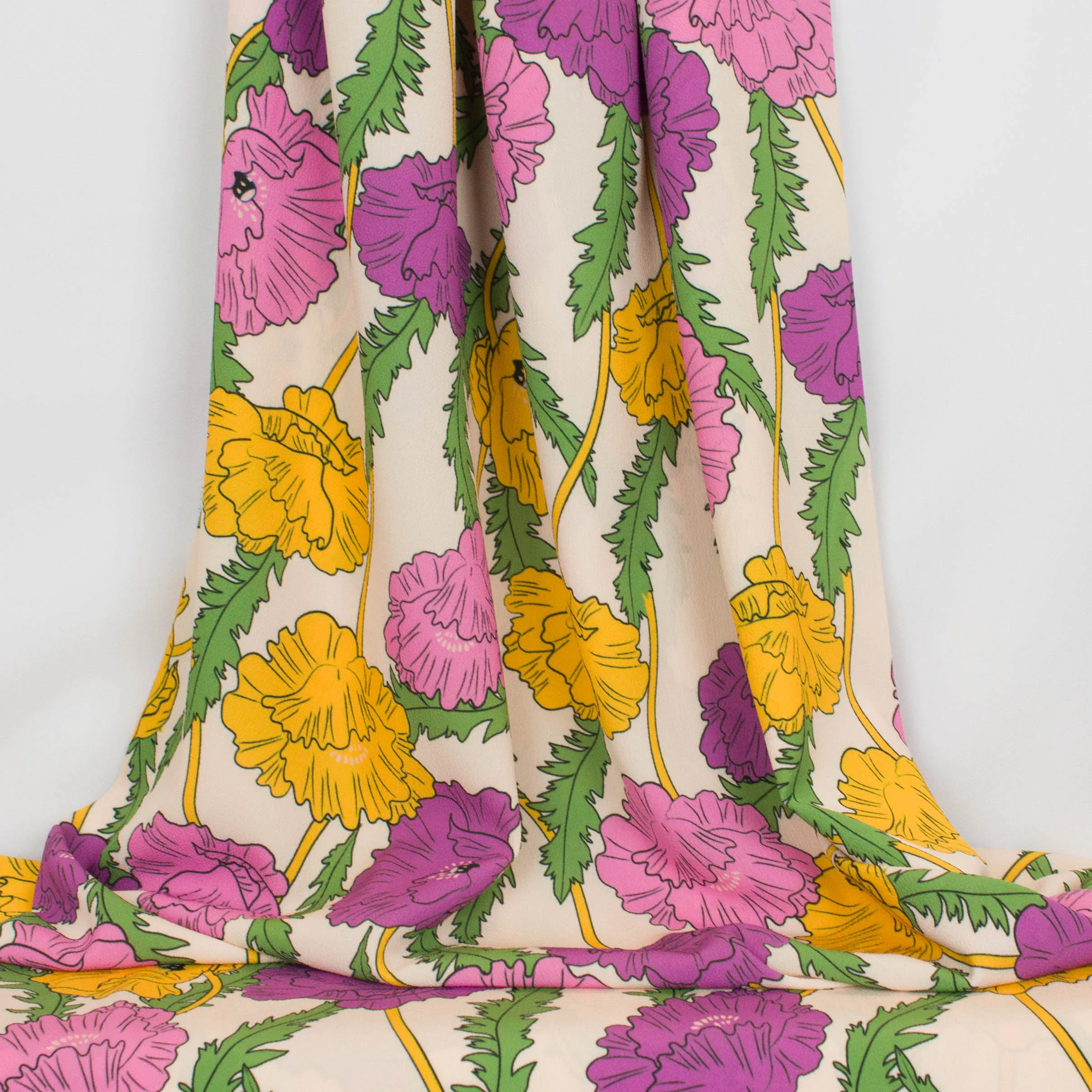 Polyester crêpe ecru met bloemen - Burda & A La Ville