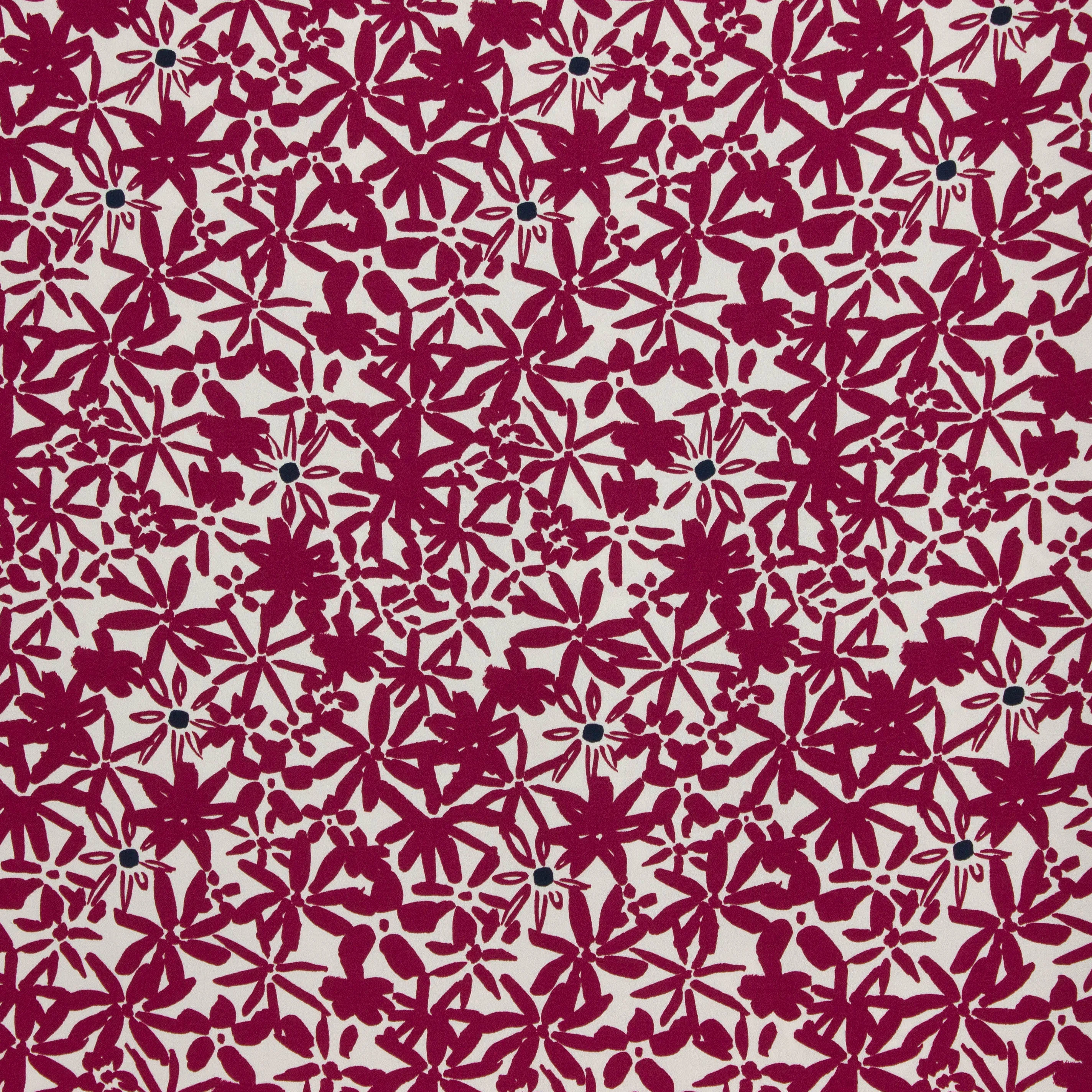 Viscose crêpe wit met bordeaux bloemen 'Flowery' - Mind the Maker