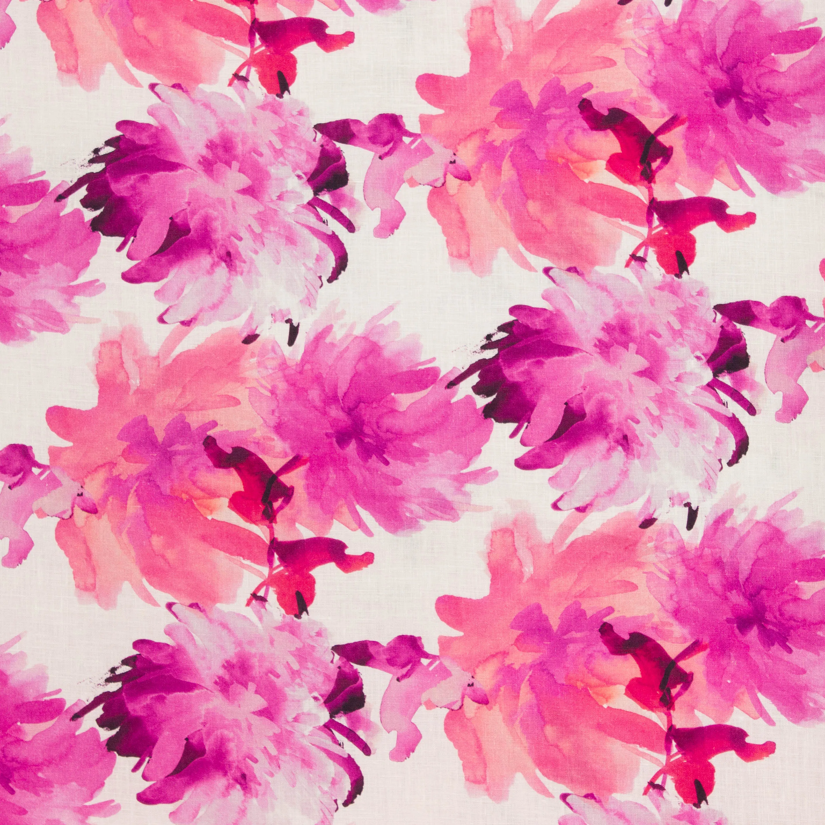 Linnen gebroken wit met roze bloemen in inkt - Alta Moda