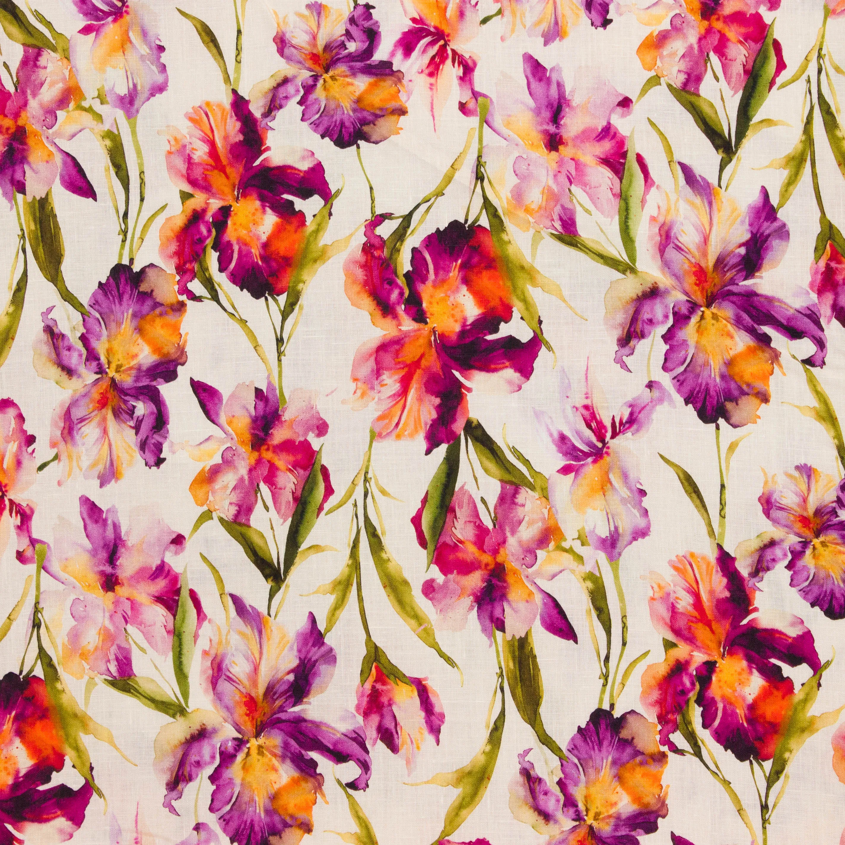 Linnen ecru met bloemen in inkt - Alta Moda