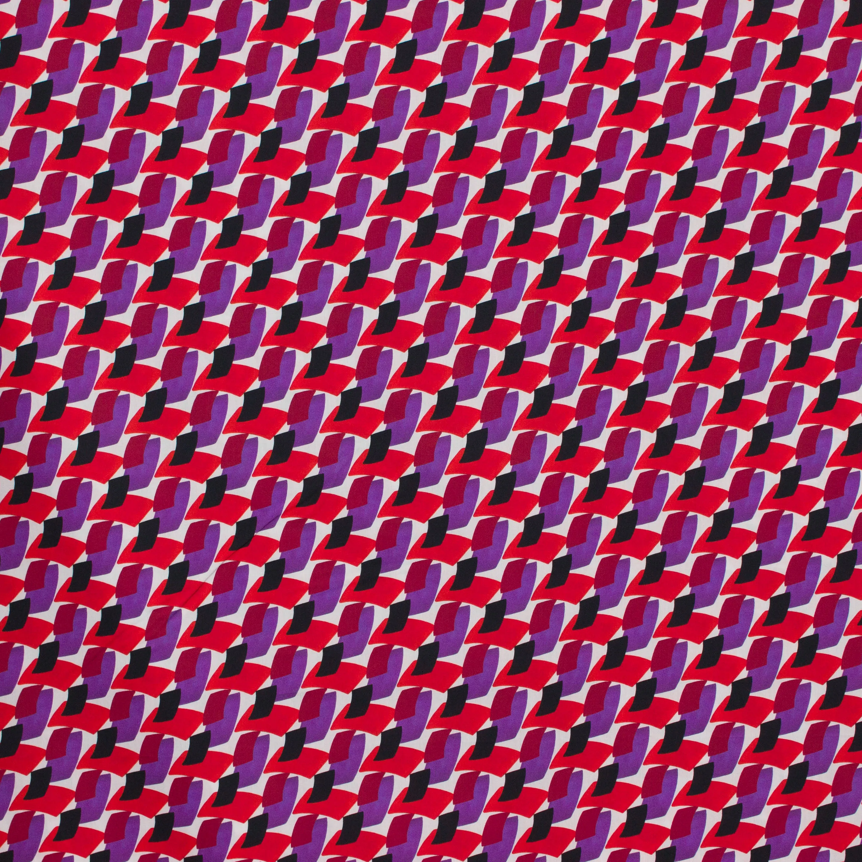 Italiaanse katoen rood paars en zwart geometrische print - Alta Moda