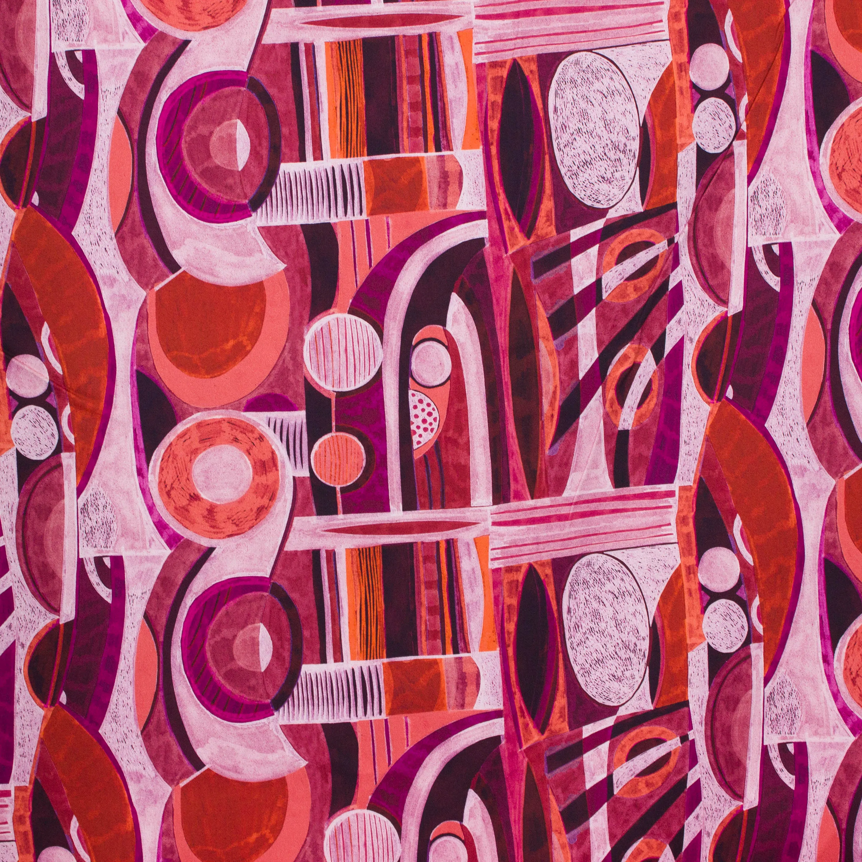 Italiaanse satijn katoen stretch rood geometrische print