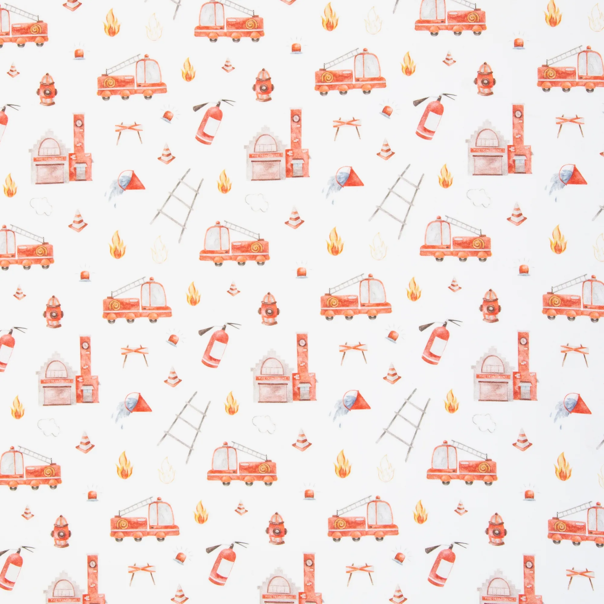 Tricot wit met brandweerwagens 'Samern'