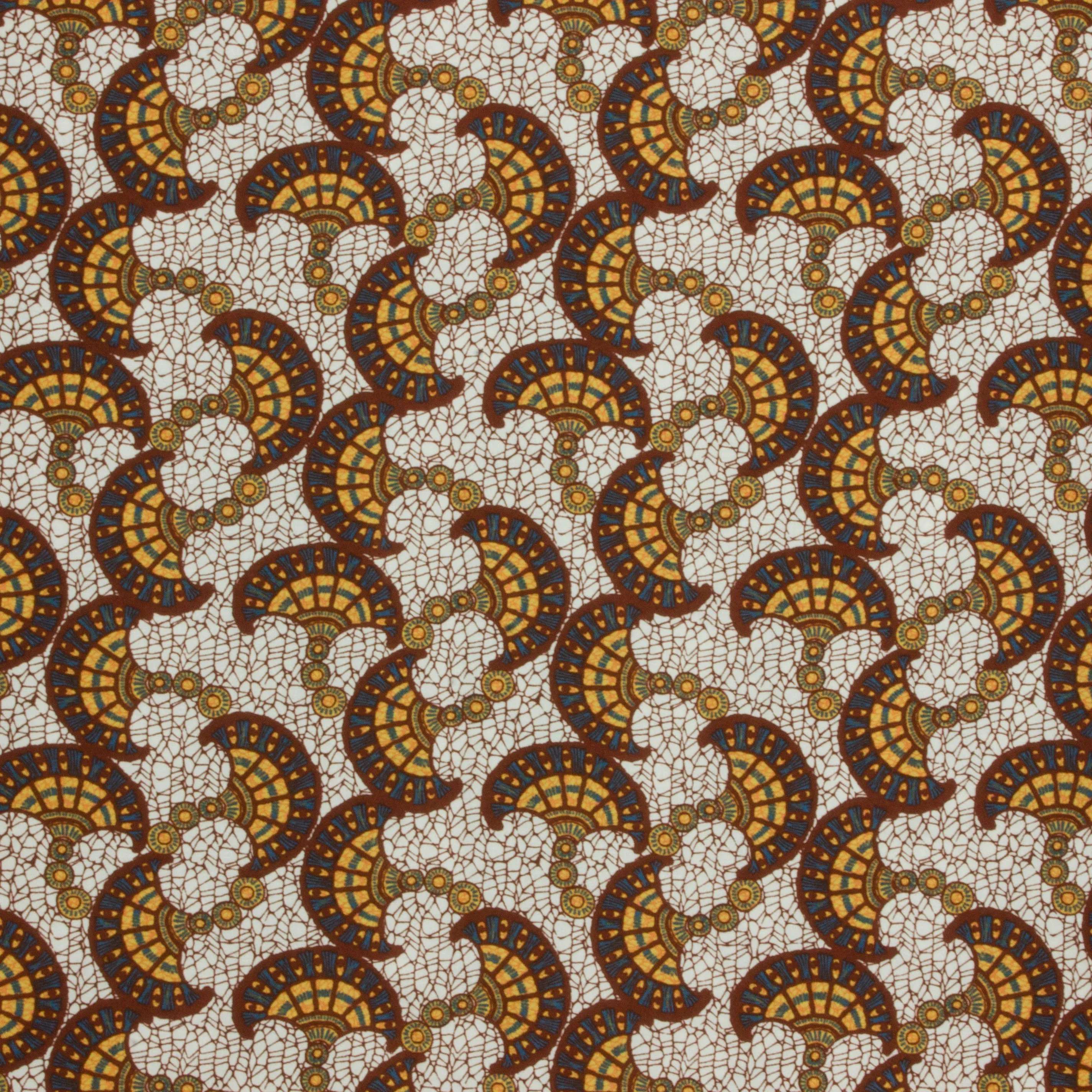 Viscose mozaïek geel bruin patroon