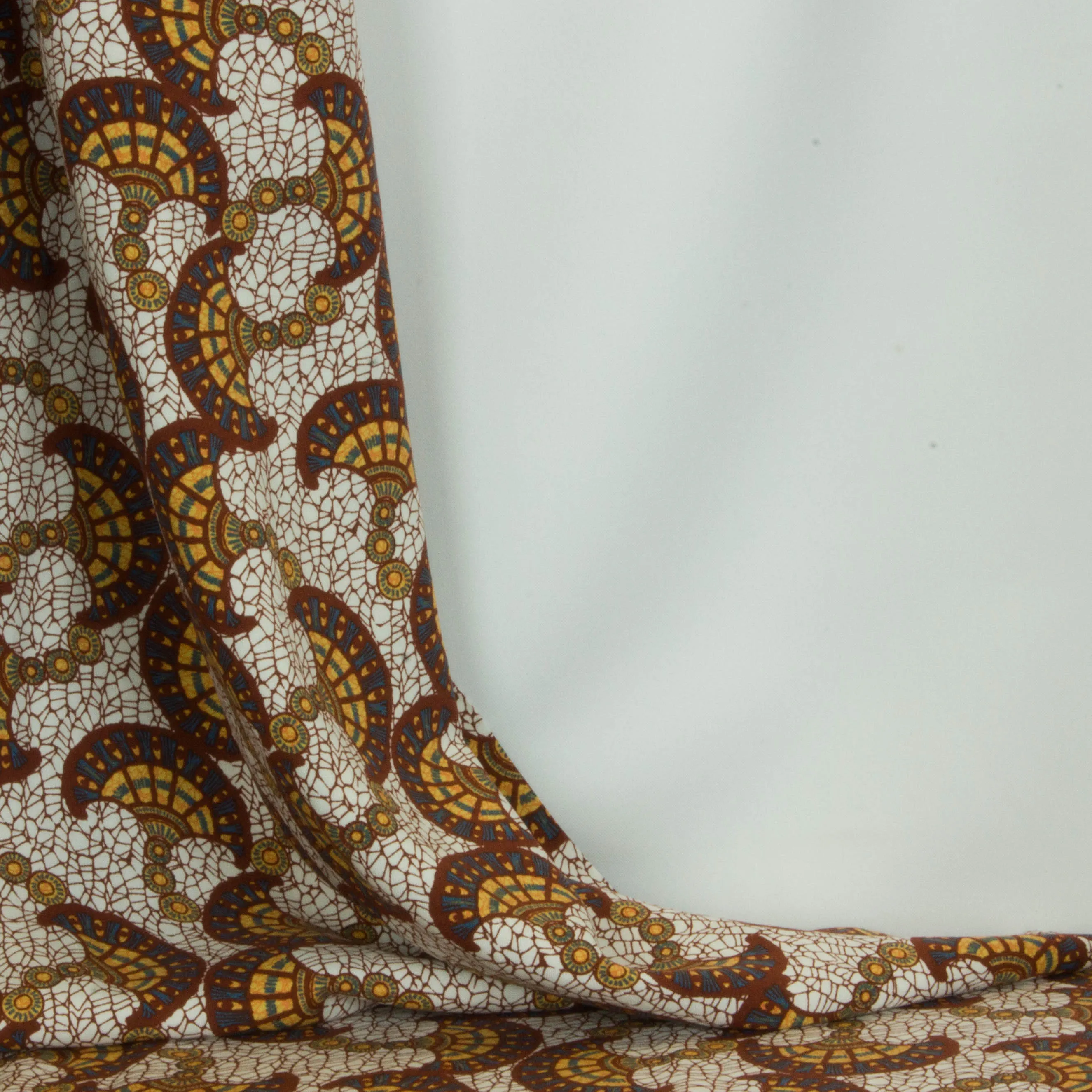 Viscose mozaïek geel bruin patroon