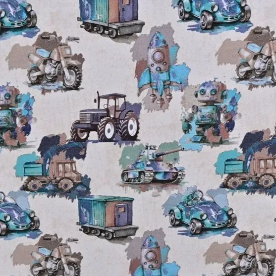 Tricot met voertuigen print