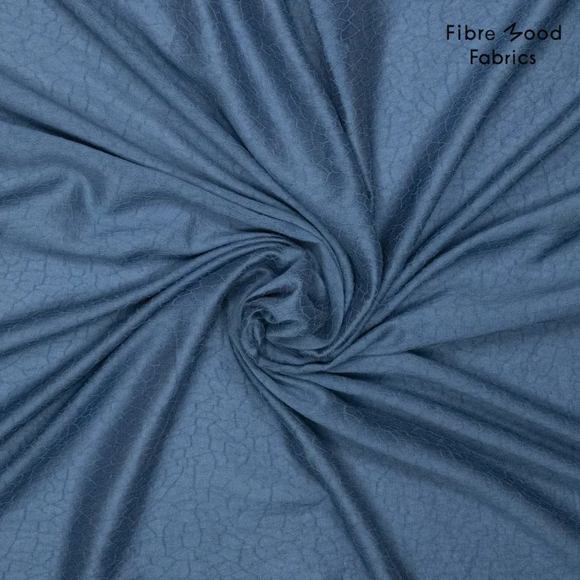 Geweven tencel/nylon jacquard blauw met crinkle effect - Fibre Mood