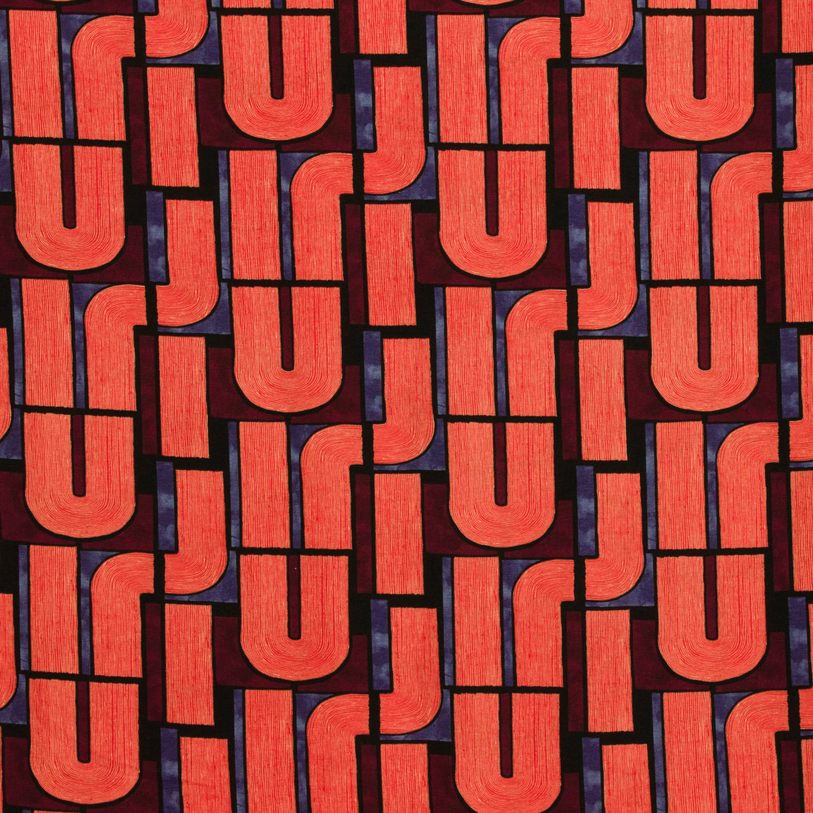 Viscose tricot koraal rode abstracte print