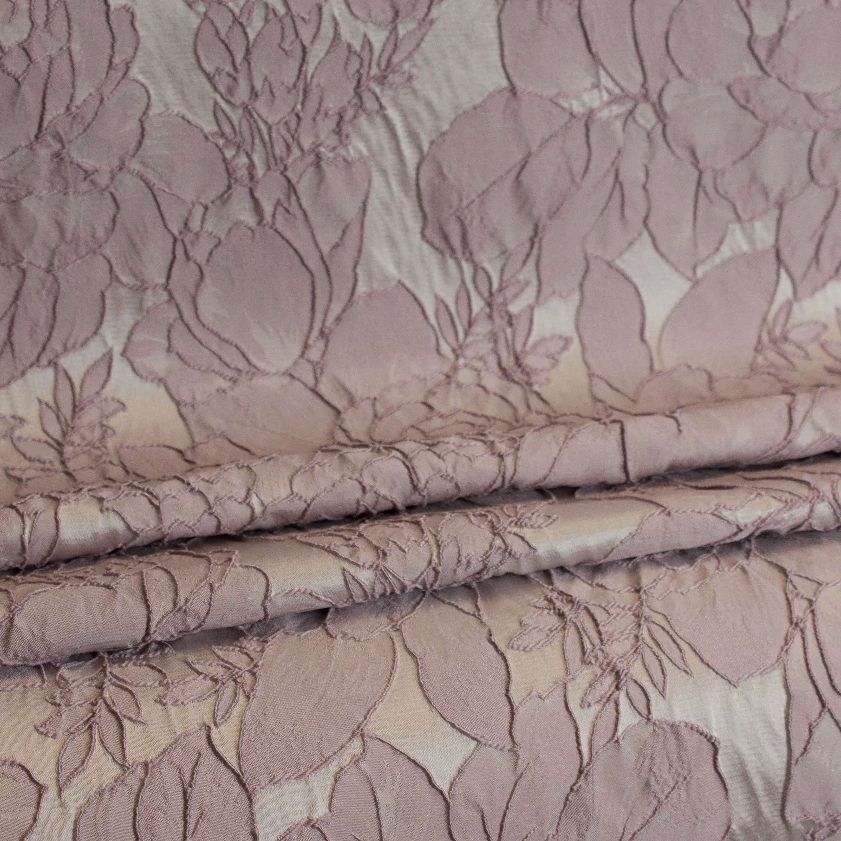 Polyester jacquard bloemen mauve