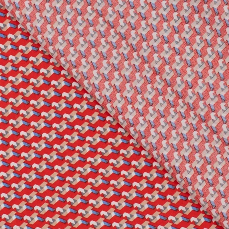 Viscose rood met geometrisch patroon