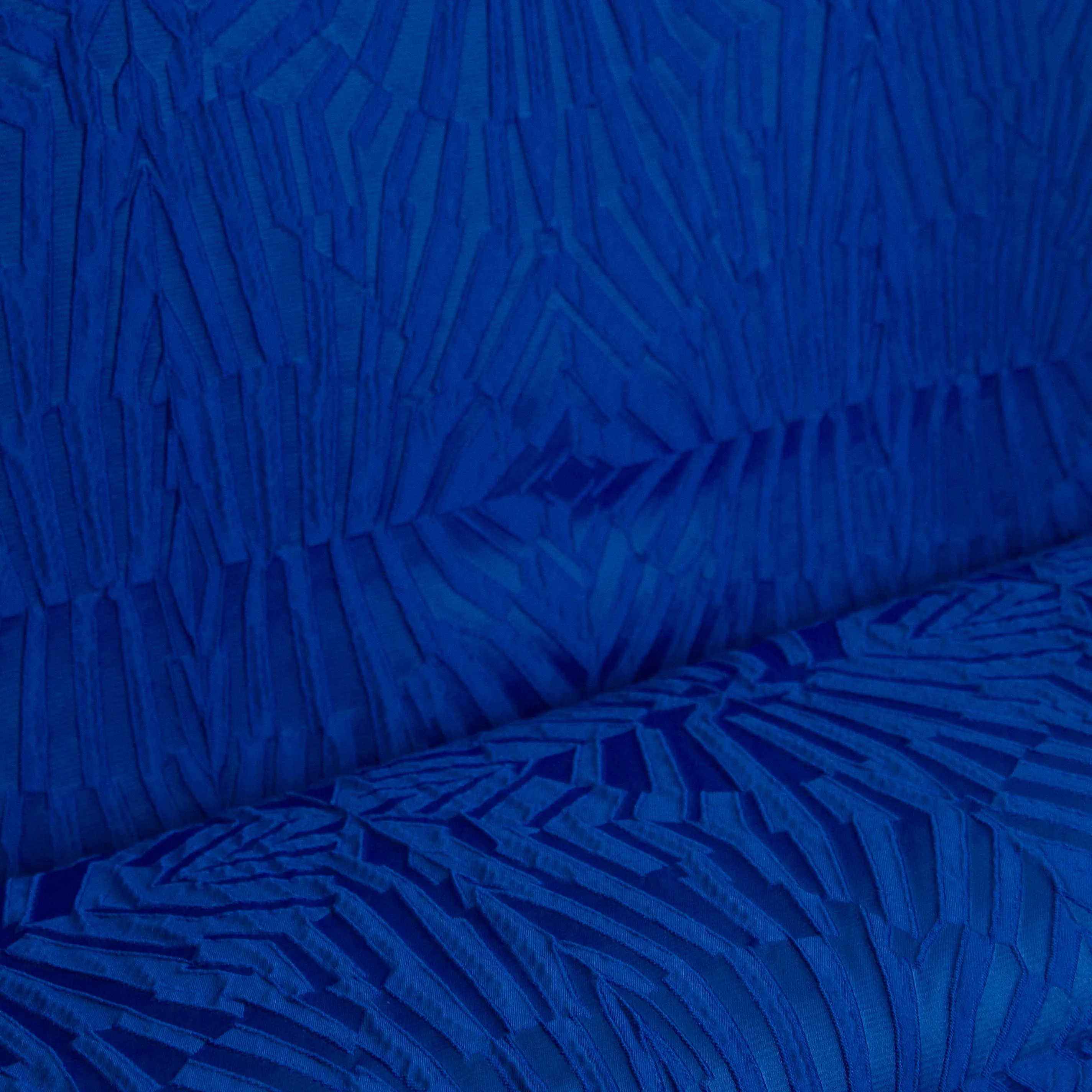 Polyestermengeling jacquard blauw met abstract motief