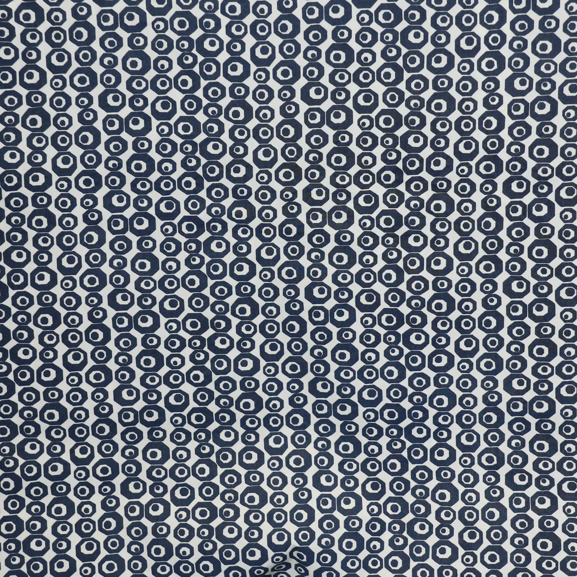 Katoen wit met blauwe print