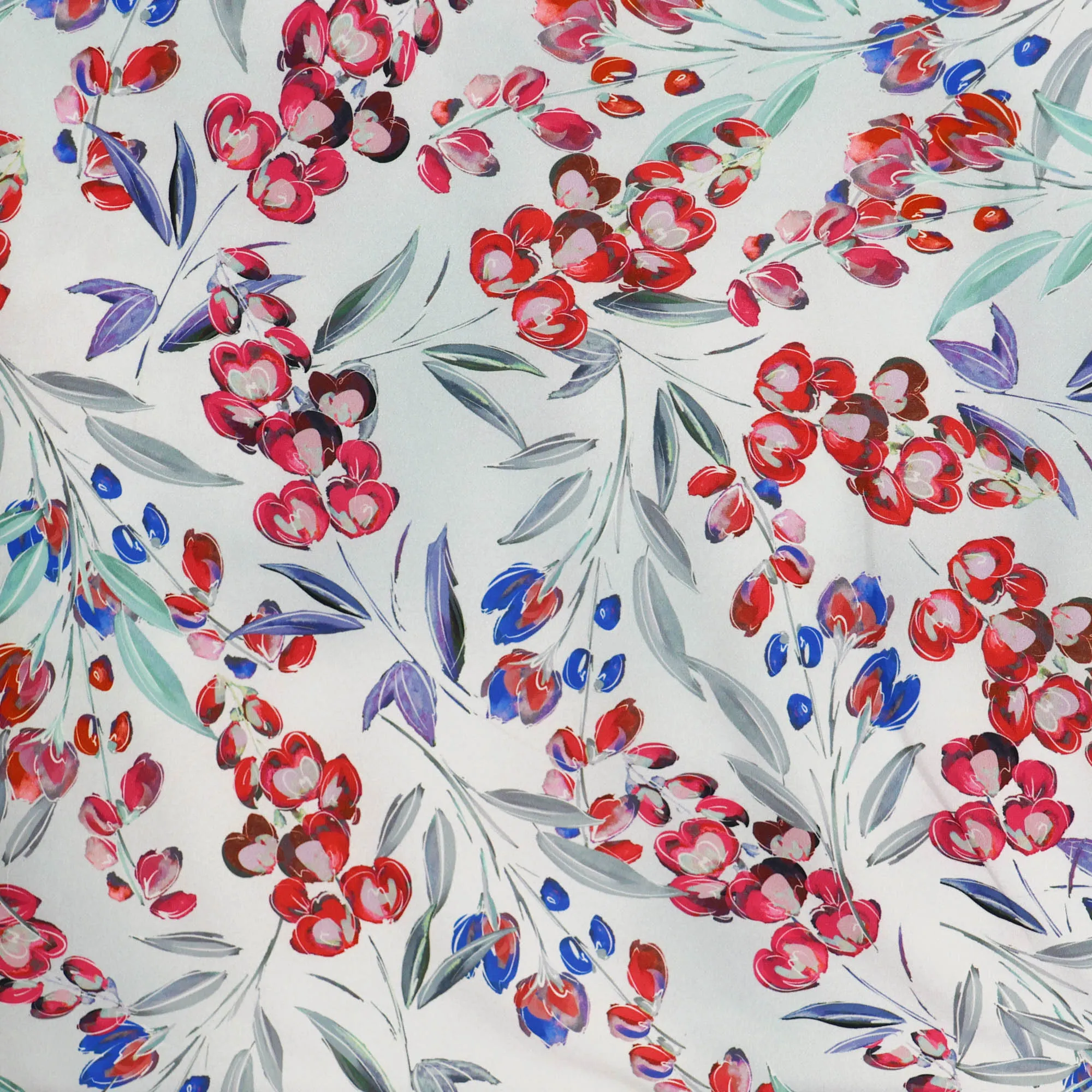 Tricot lichtgrijs met bloemenprint