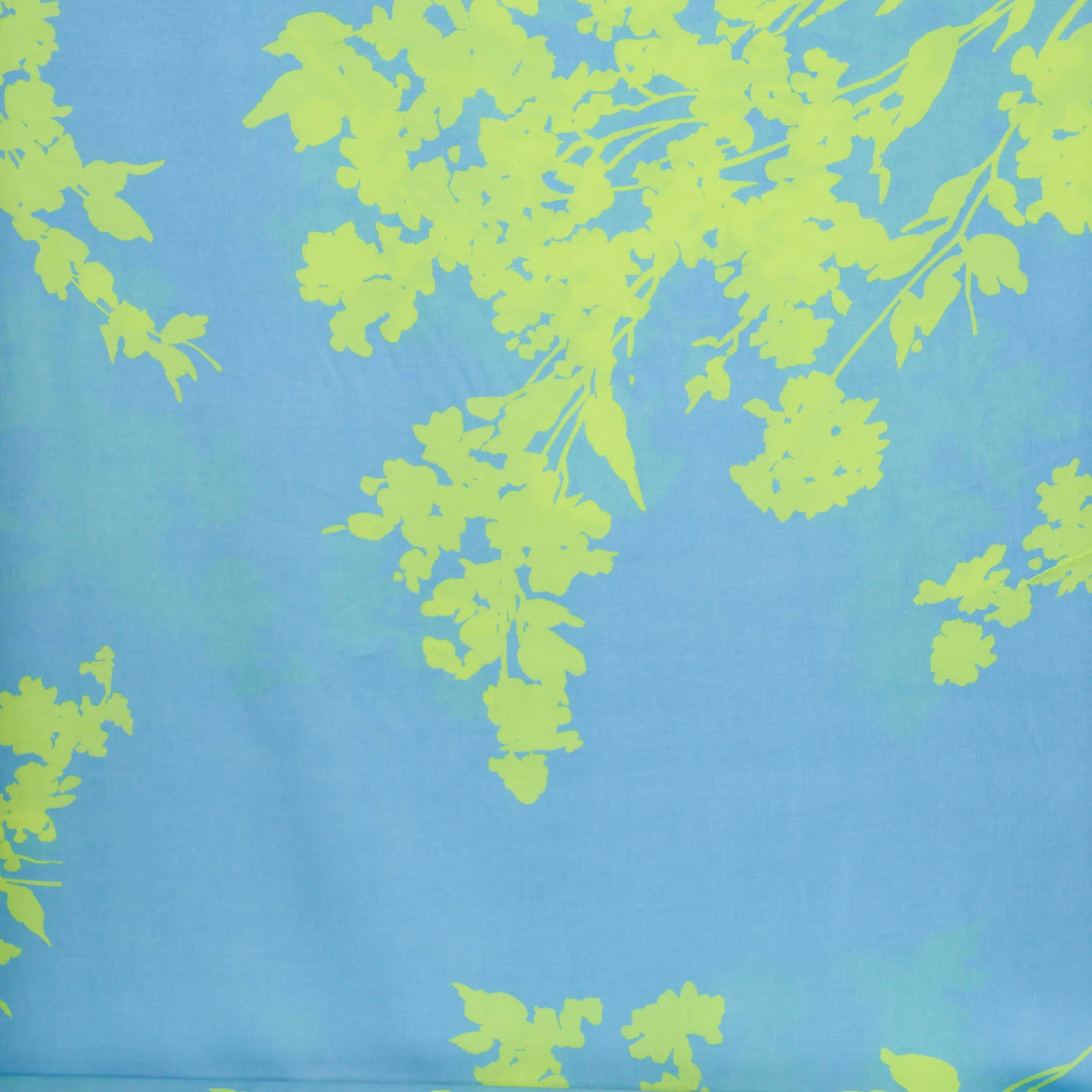 Viscose blauw met geelgroene print