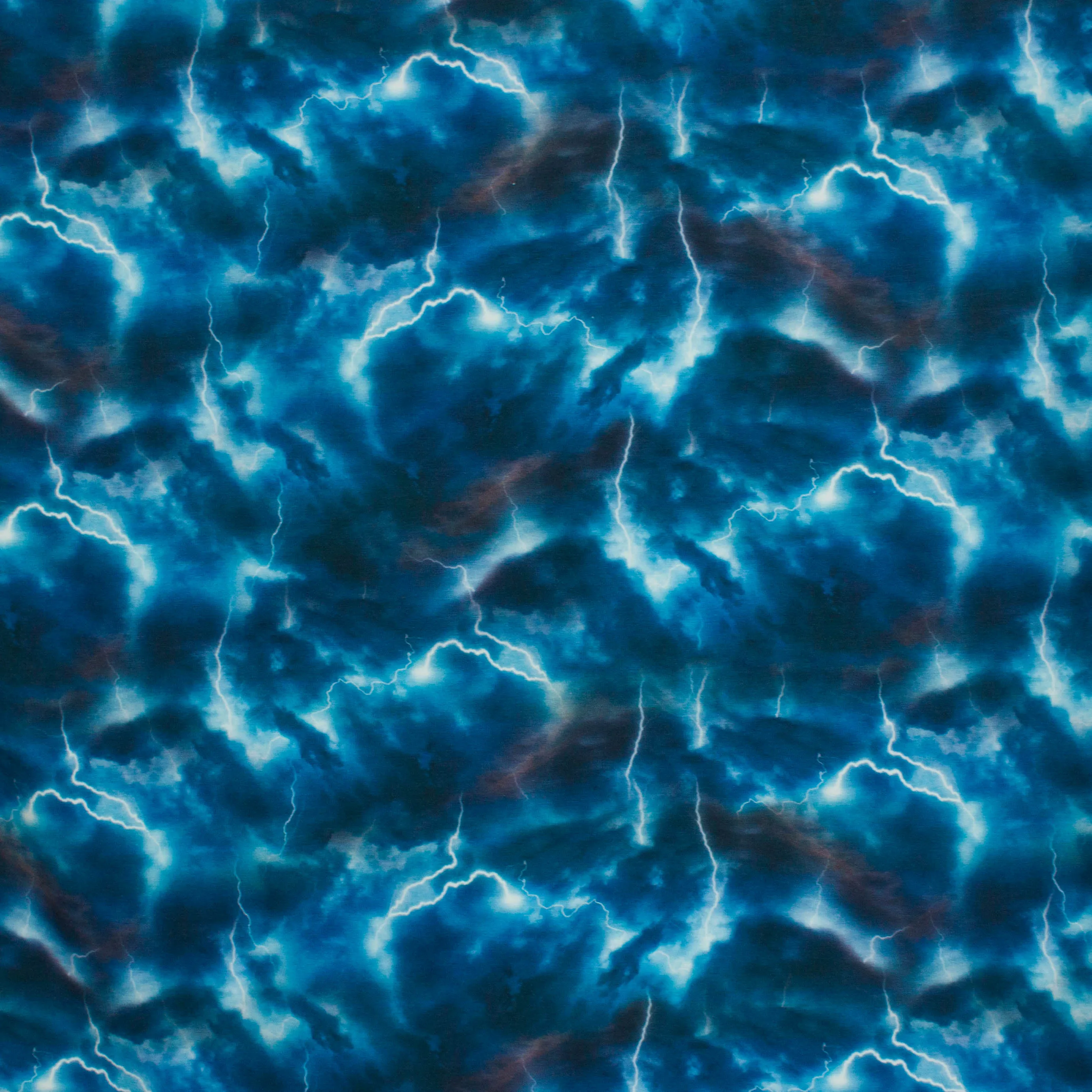 Tricot blauw met onweer en bliksem