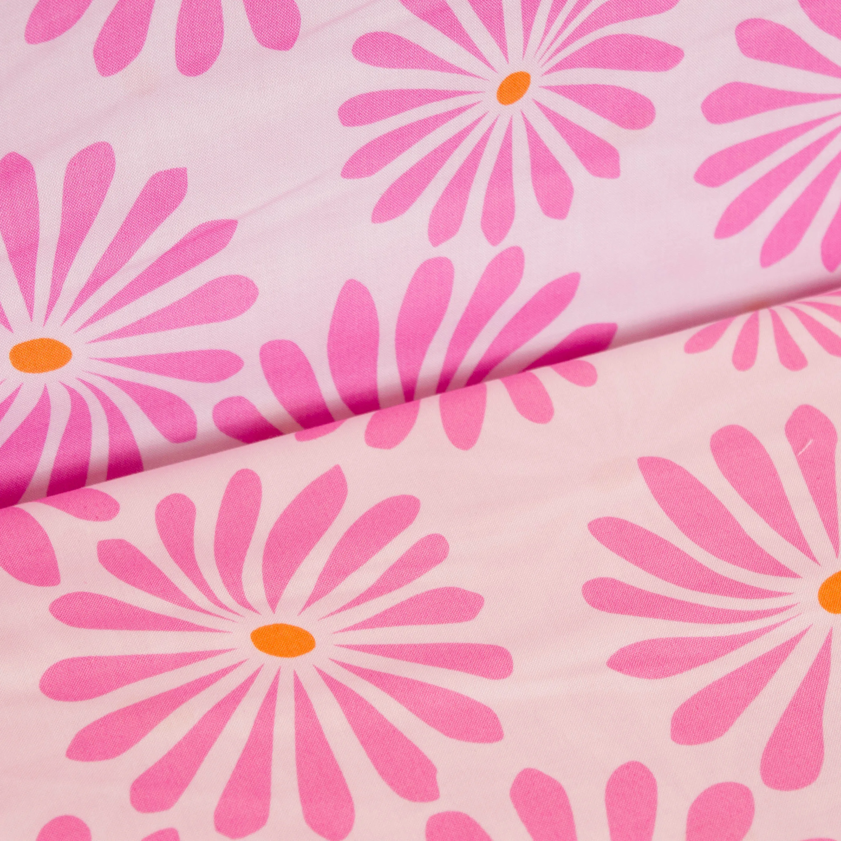 Katoen roze met bloemen
