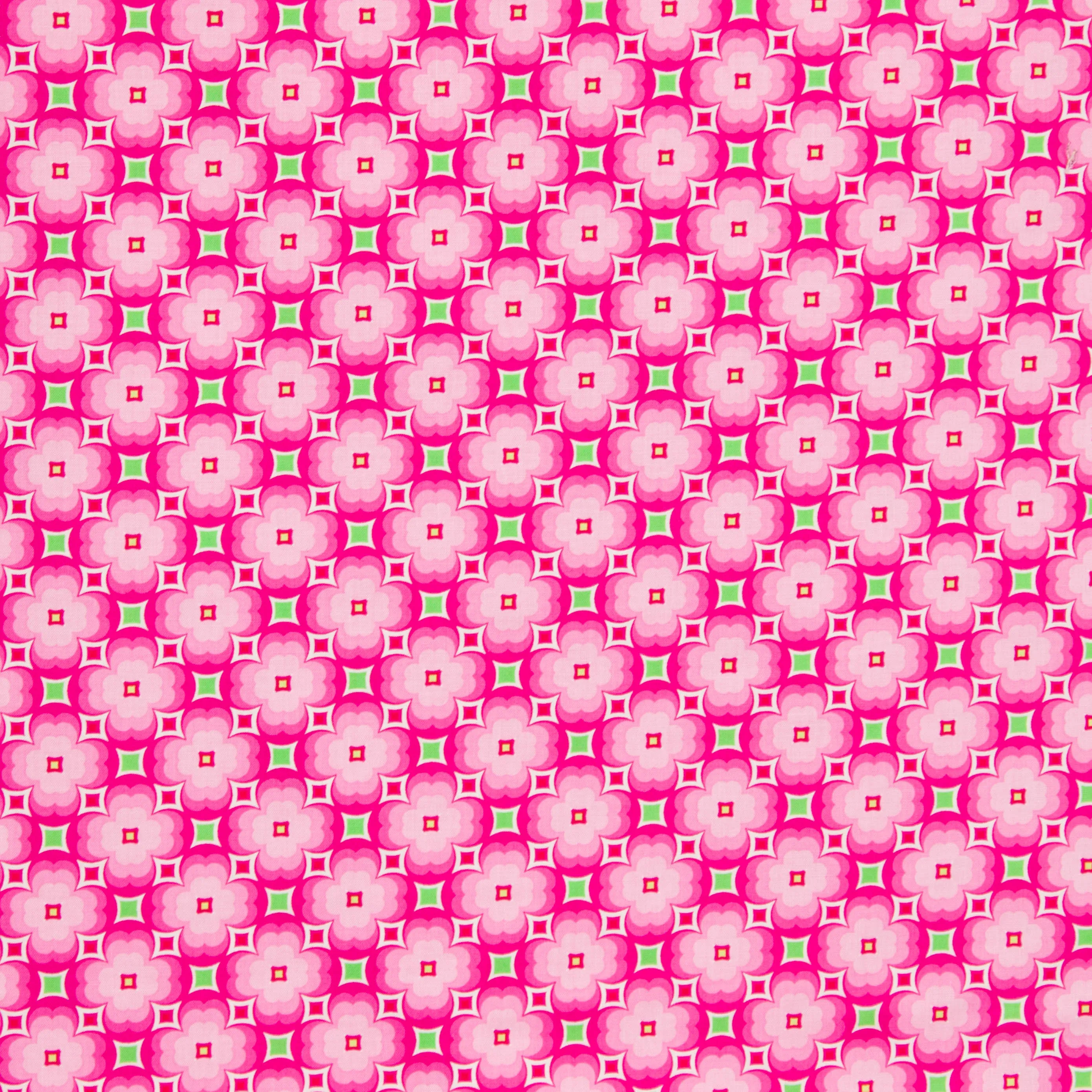 Katoen roze met bloemenmotief