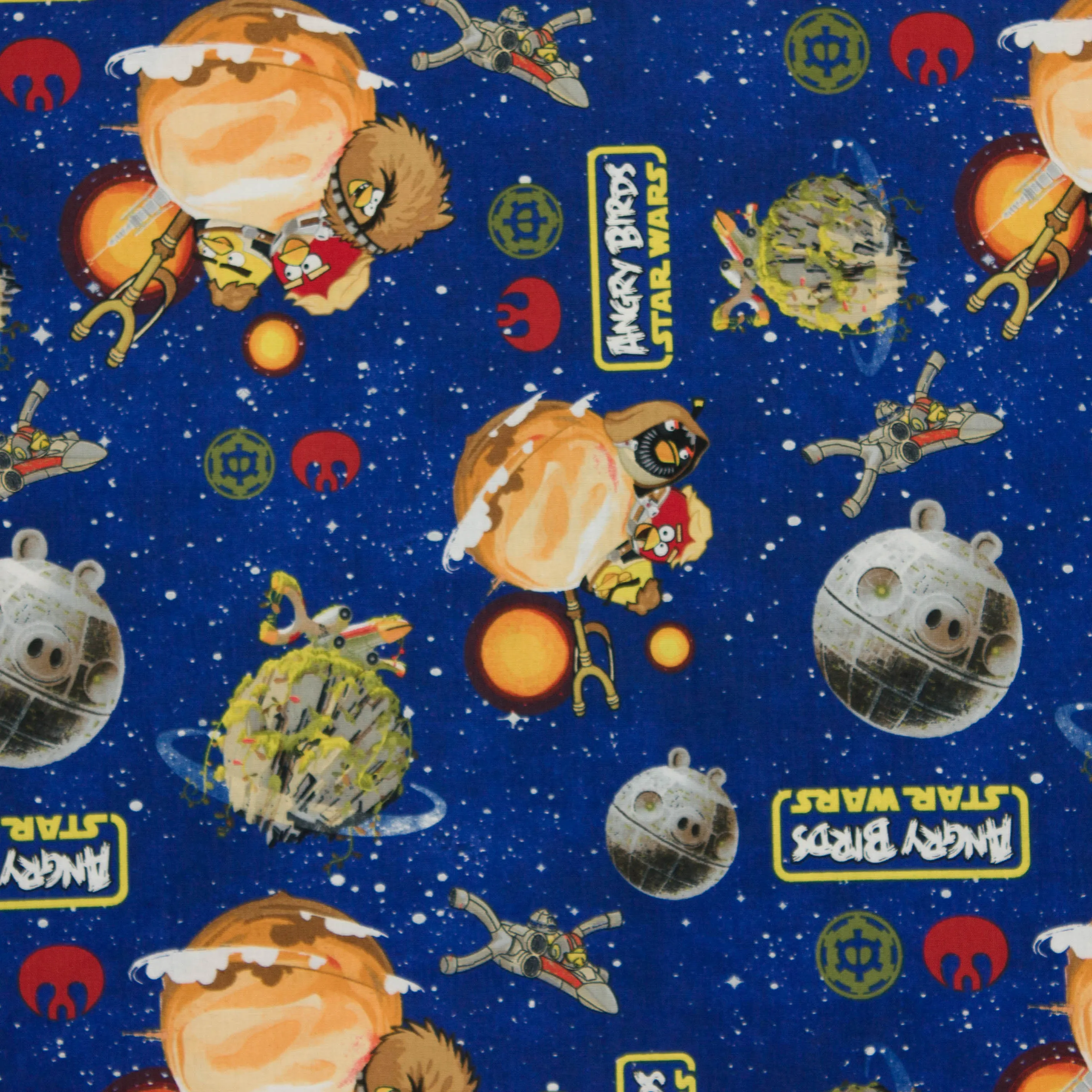 Katoen donkerblauw Angry Birds Star Wars