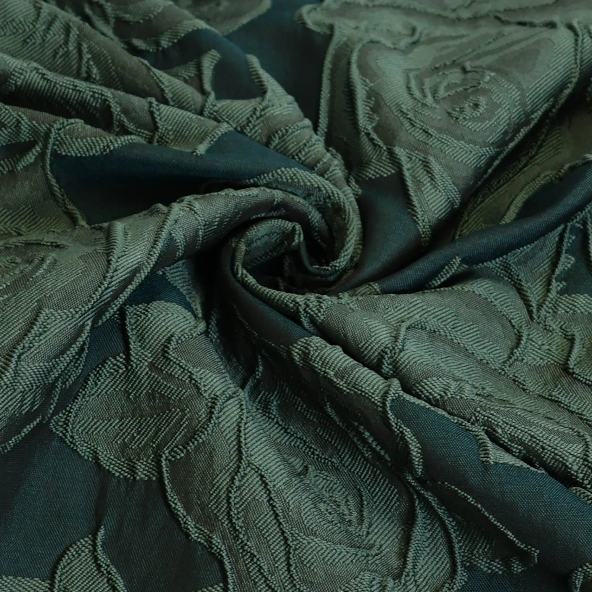 Jacquard petrol met rozen