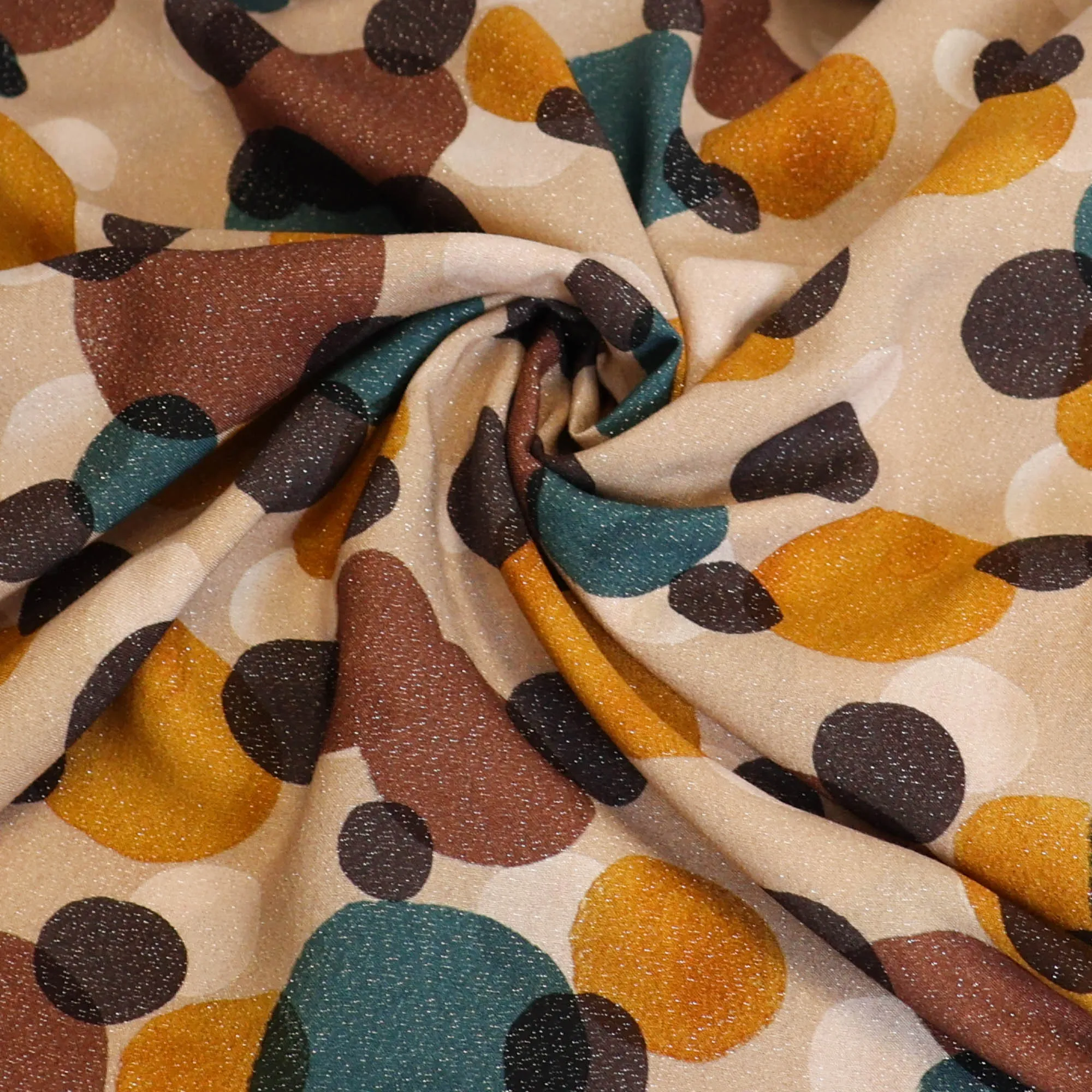 Viscose beige met bollen en glitter - A La Ville