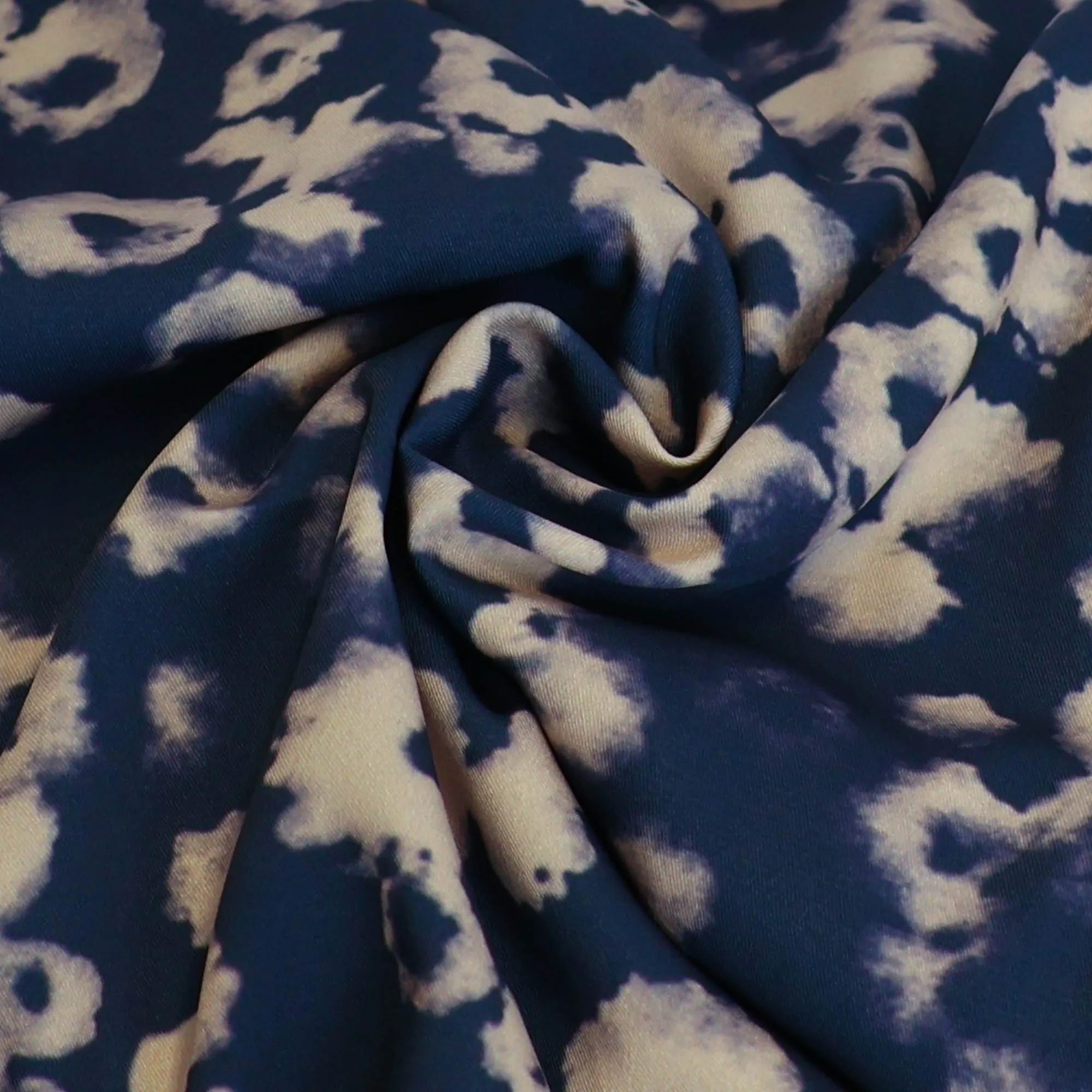 Stretch polyester donkerblauw met patroon - Burda