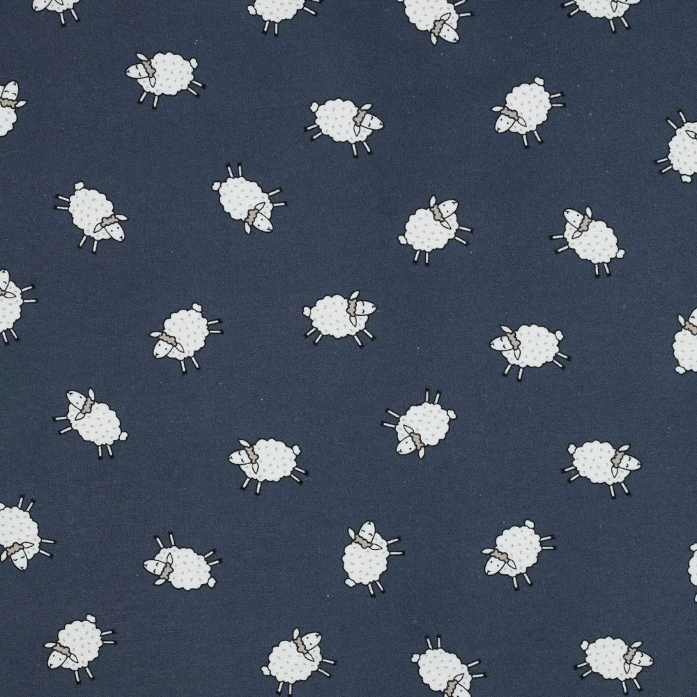 Flanel blauw met schaapjes