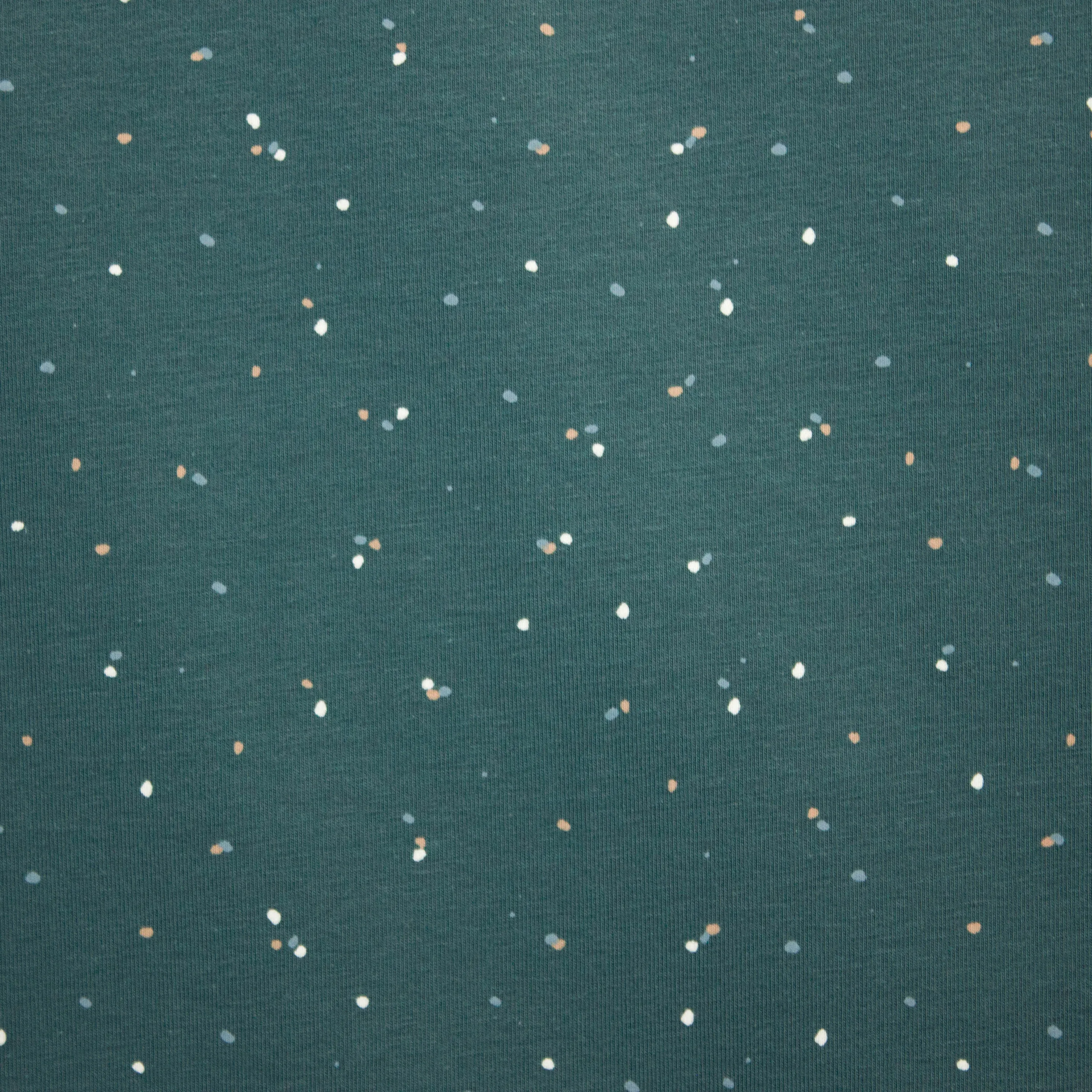 Katoen tricot blauw met stippen
