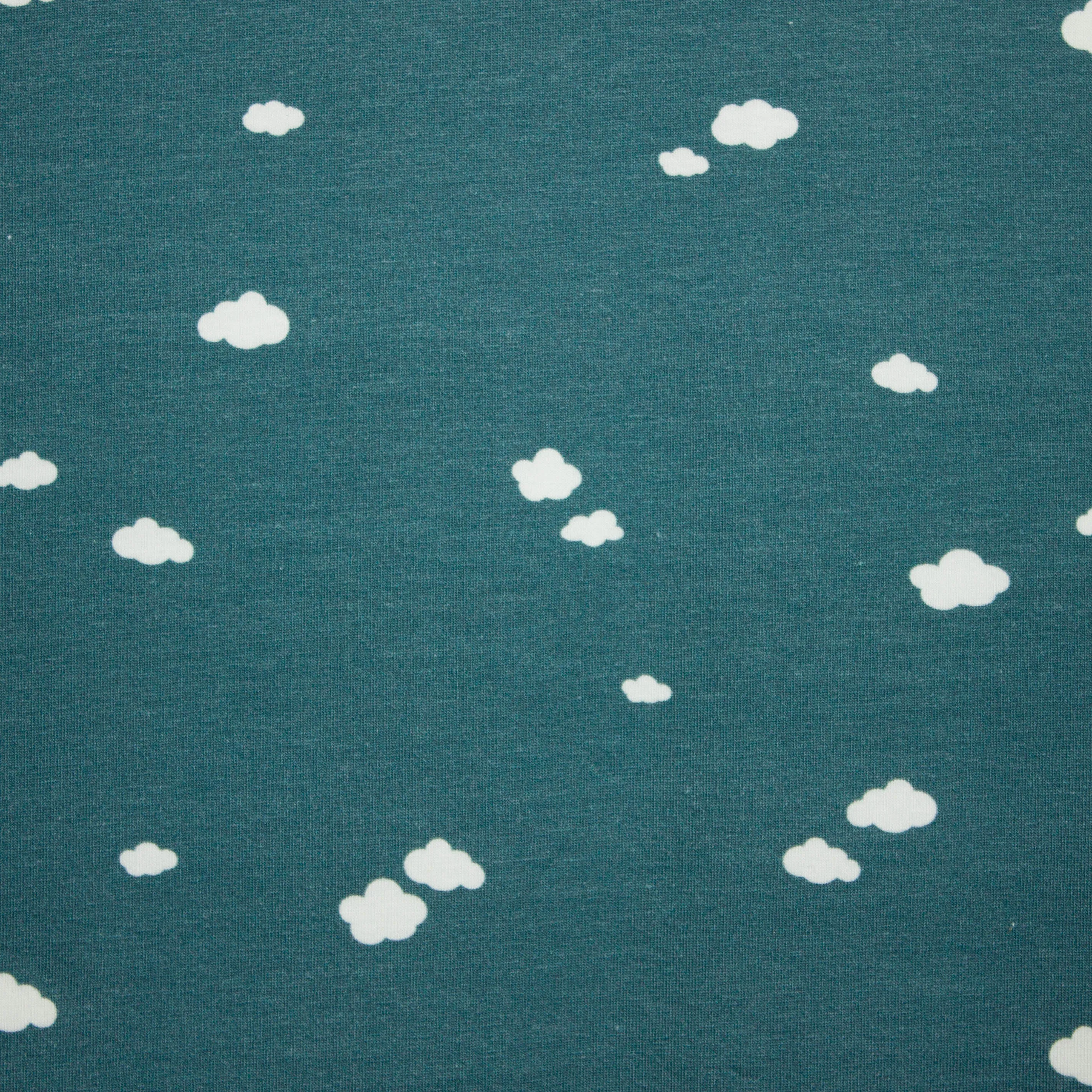 Katoen tricot blauw met wolken