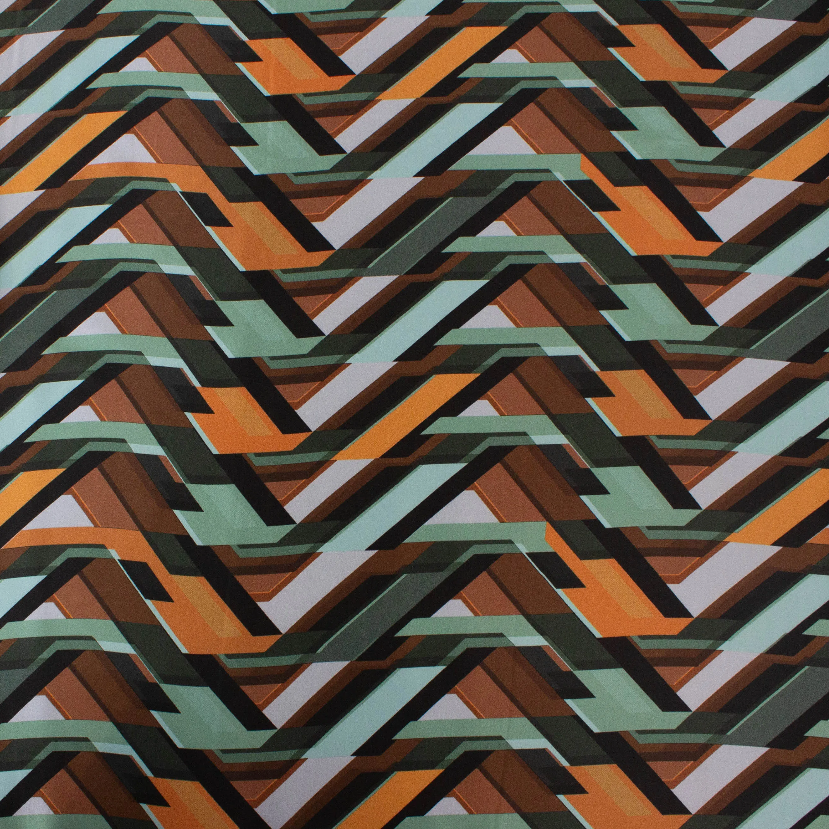 Zijde met groen/bruine abstracte print - Lorré
