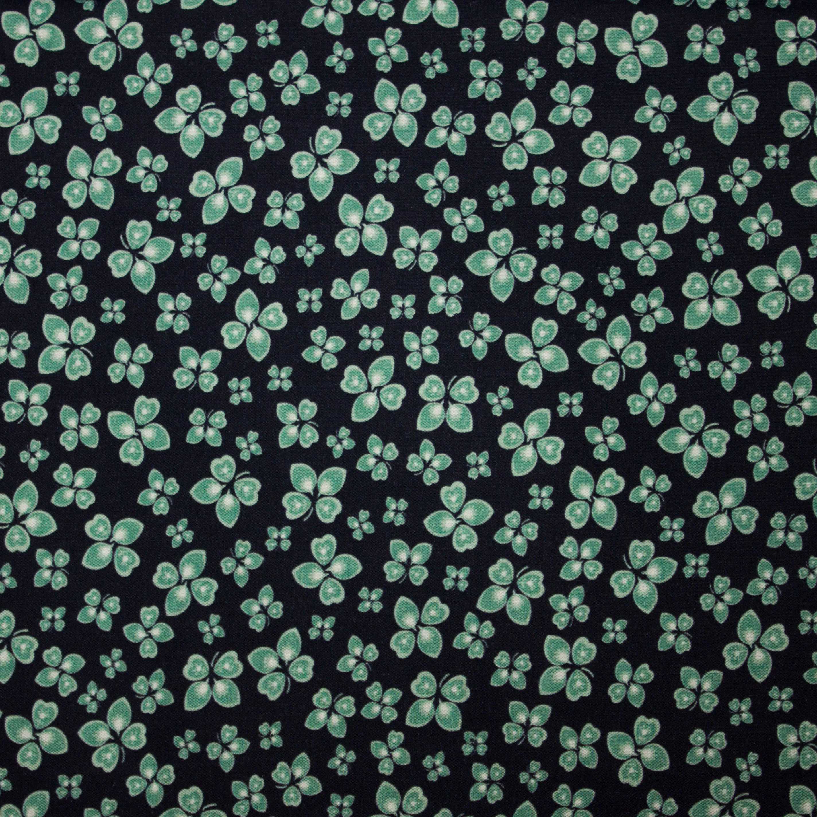 Katoen blauw met klavers