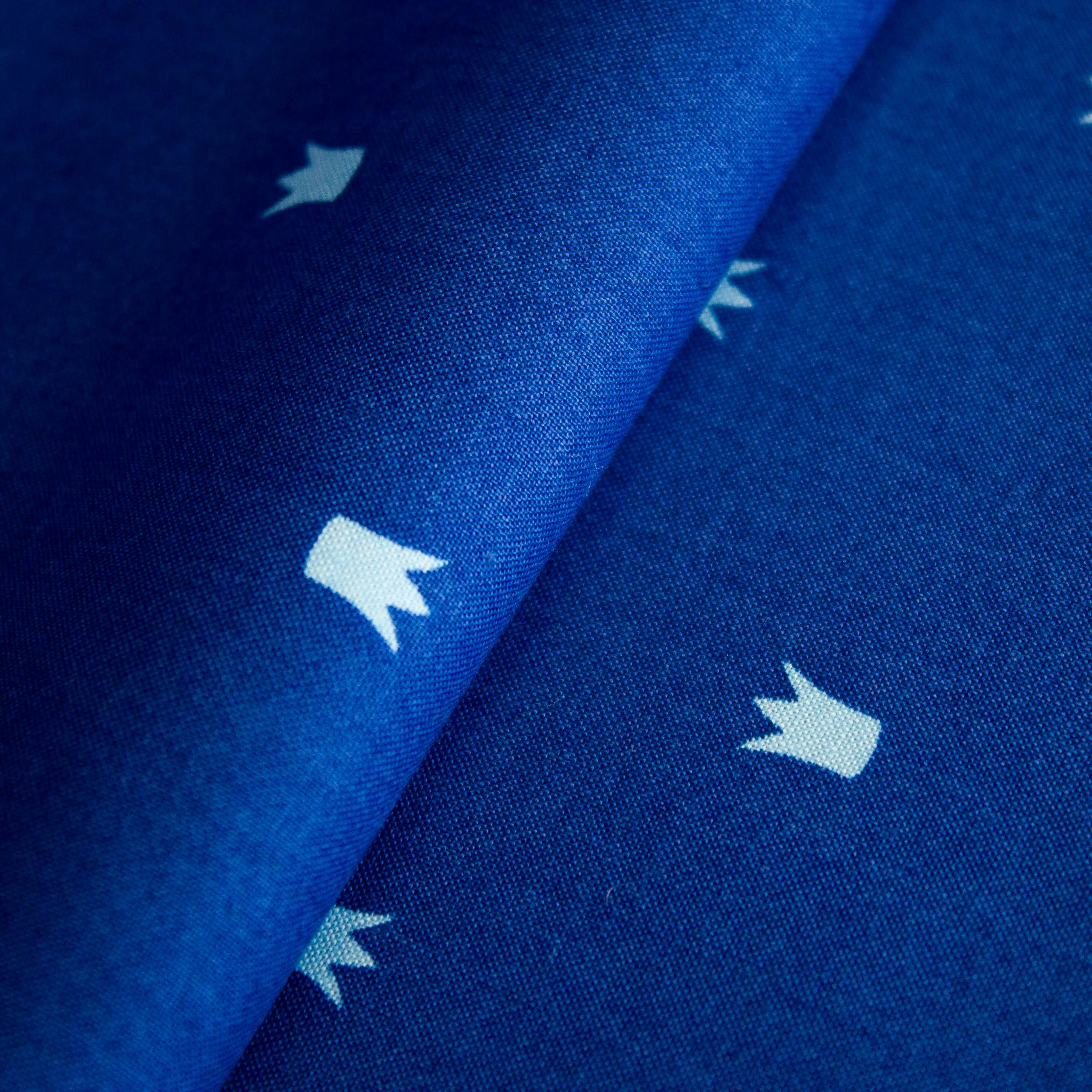 Katoen blauw met kronen