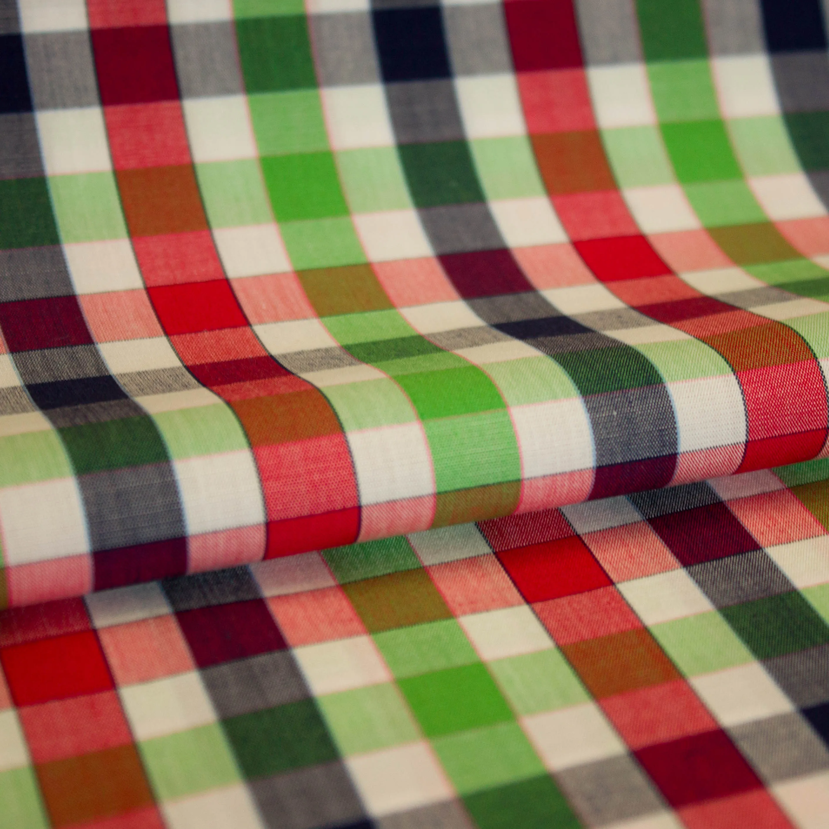 Katoen geruit groen / rood / blauw