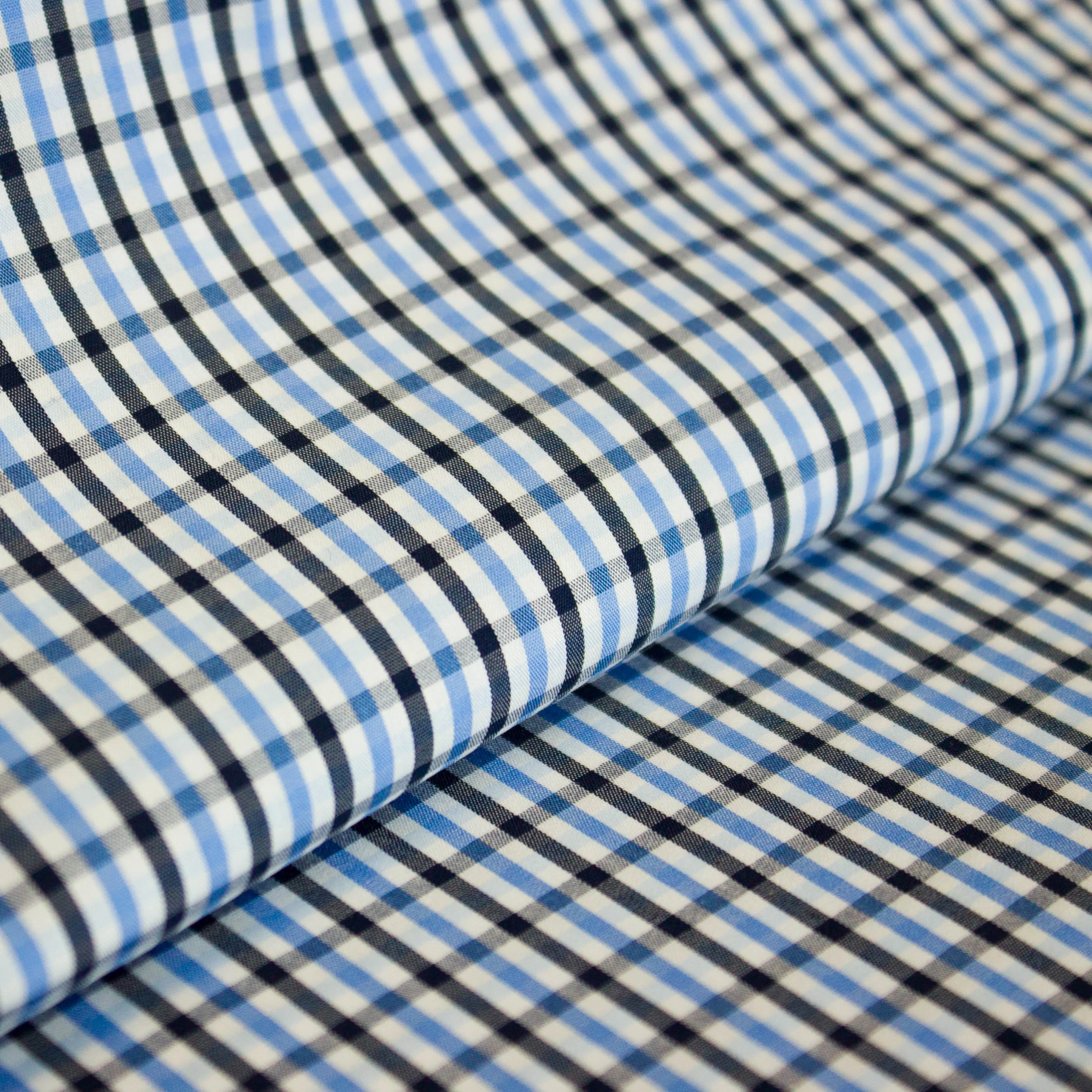 Katoen geruit blauw / zwart