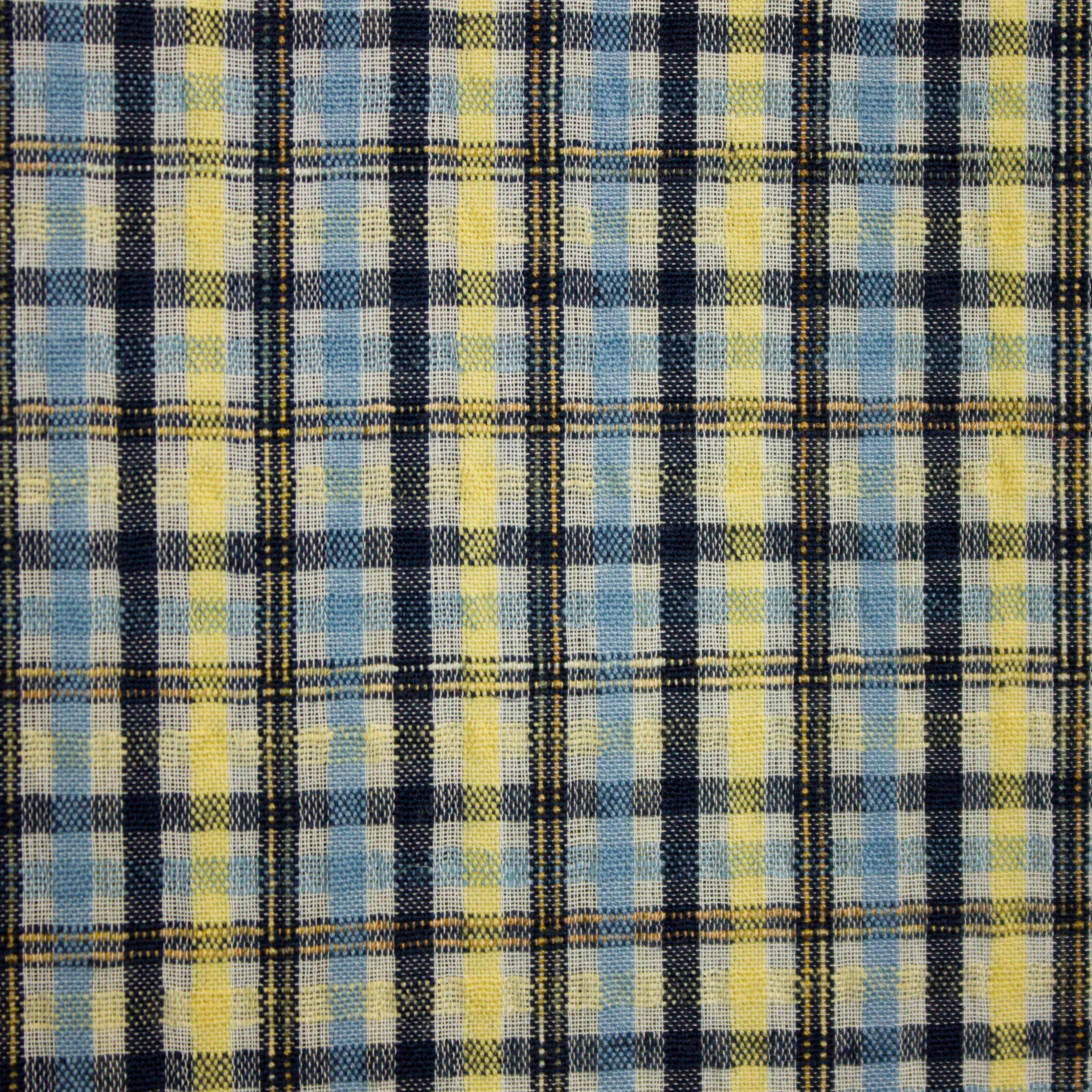 Katoen geruit geel / blauw