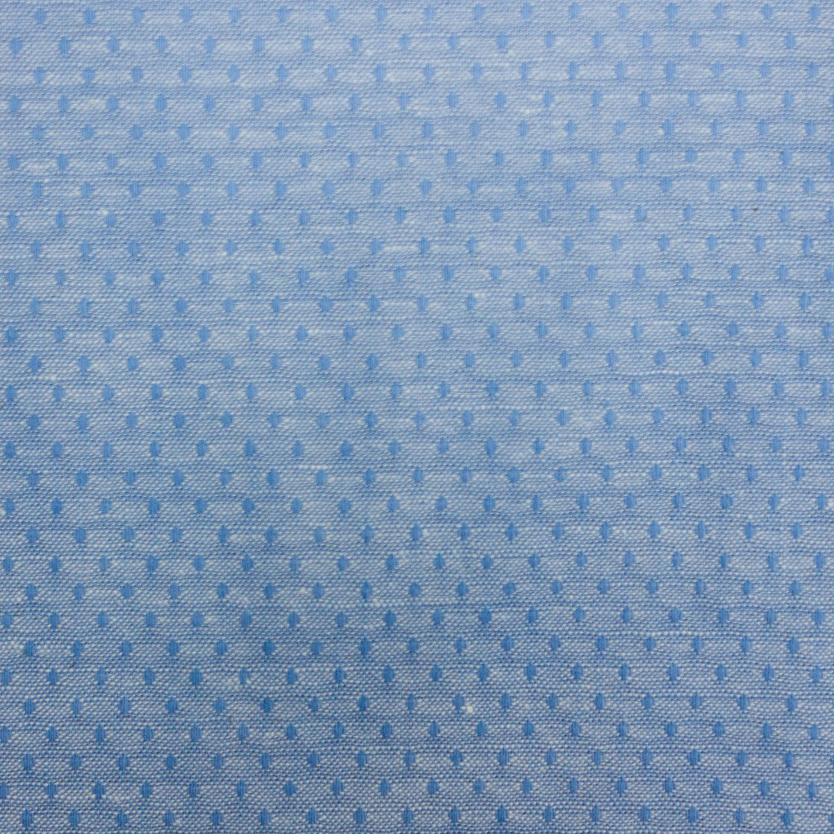 Katoen polyester blauw met fijne bolletjes