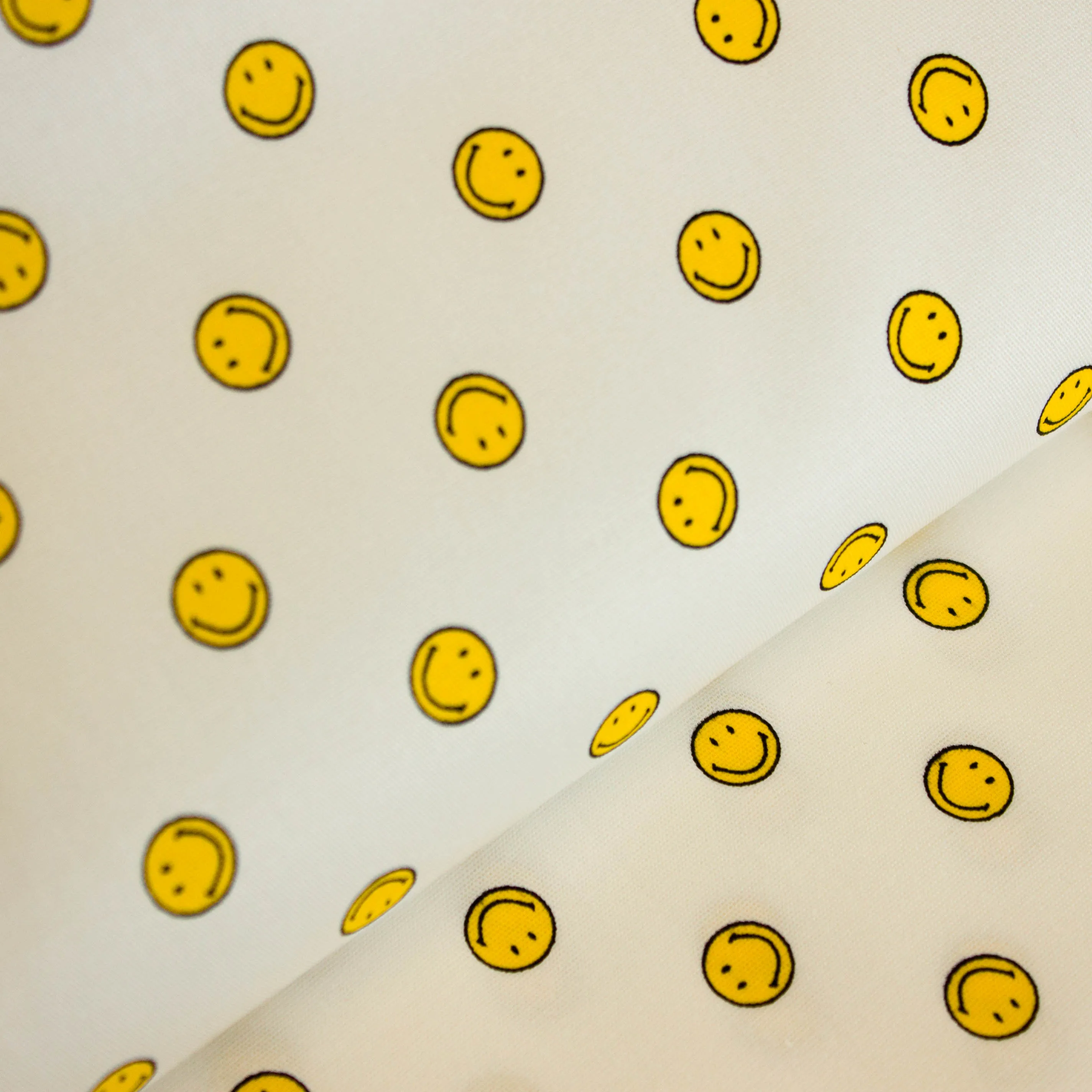 Katoen wit met smileys