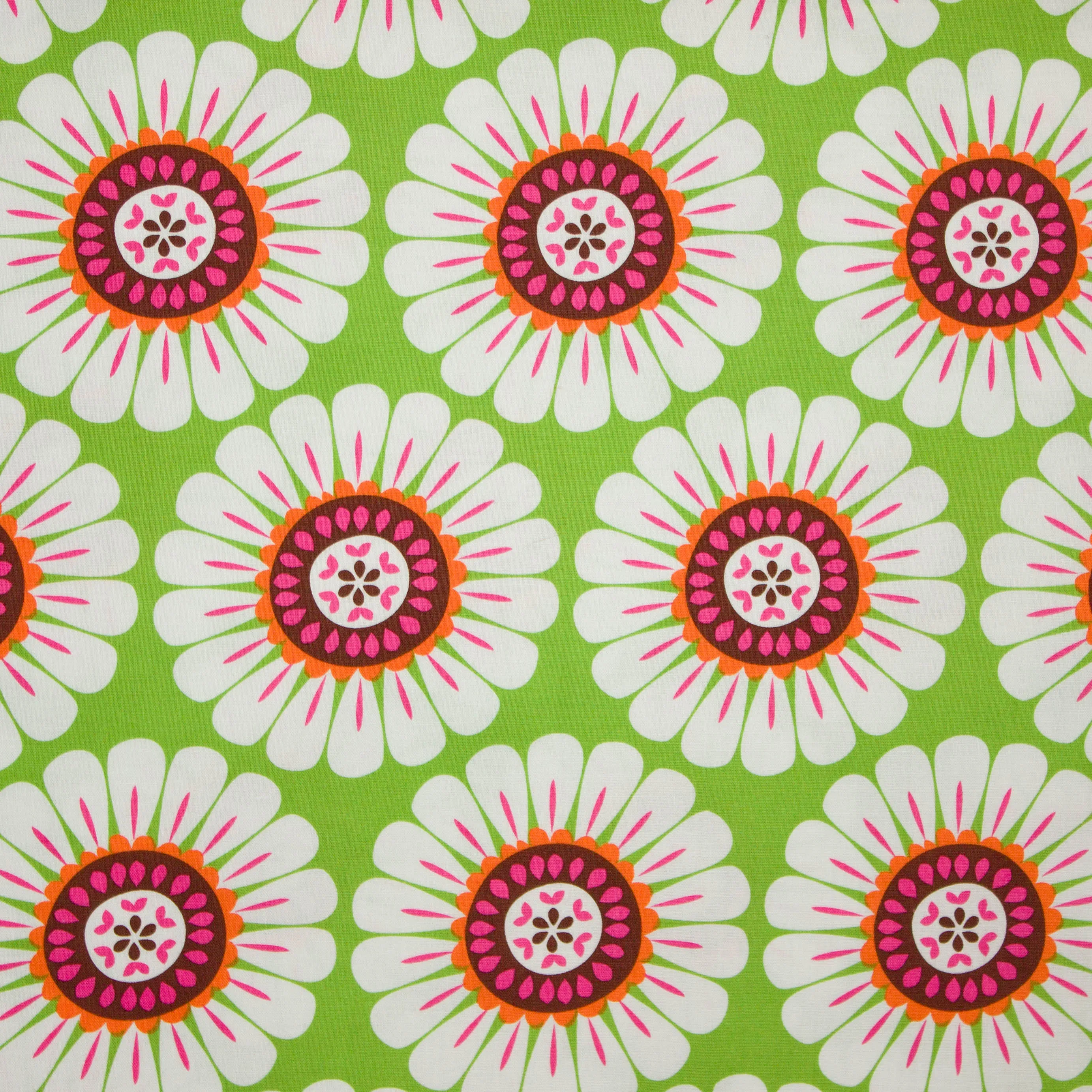 Katoen groen met bloemen