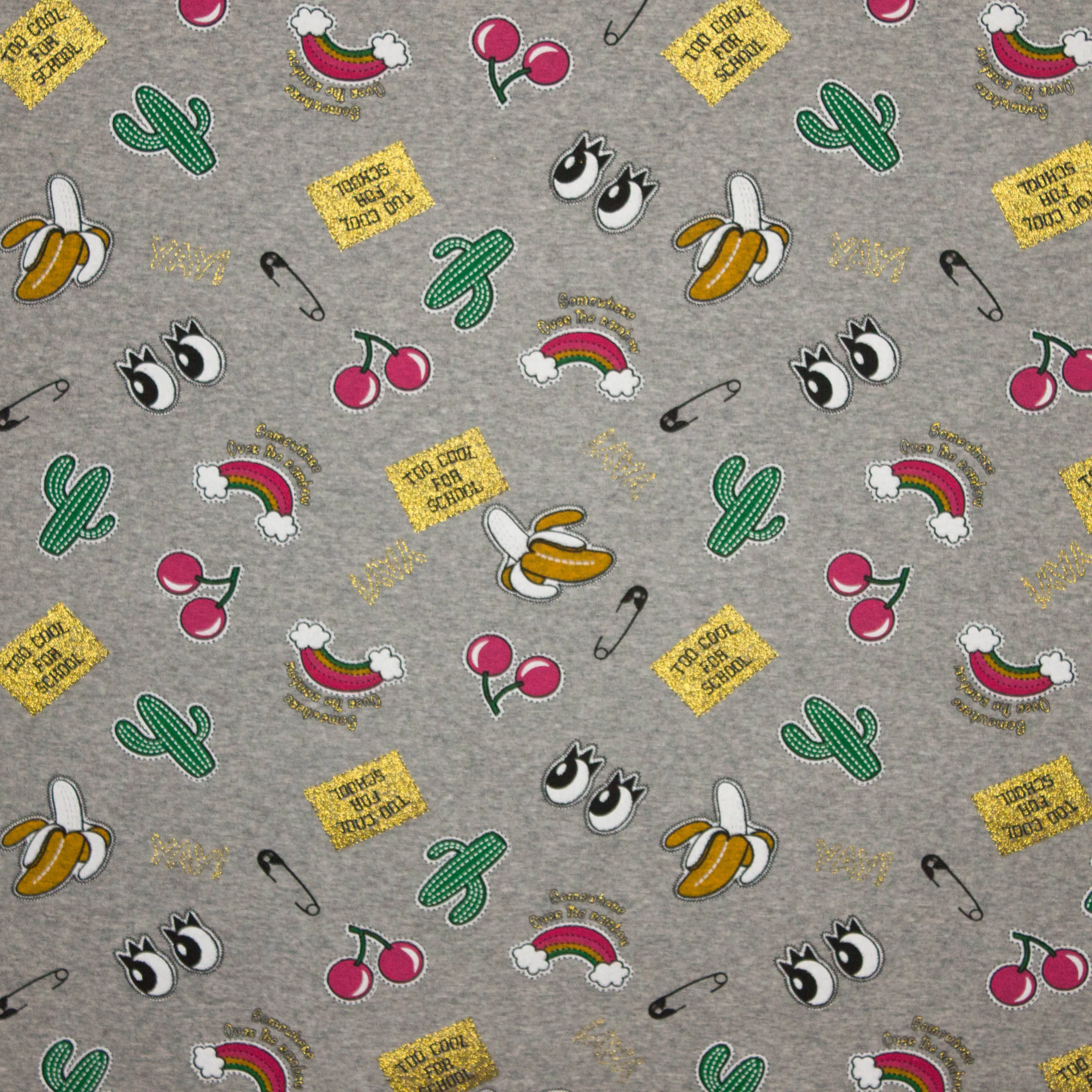 Sweater gemeleerd grijs patch motief