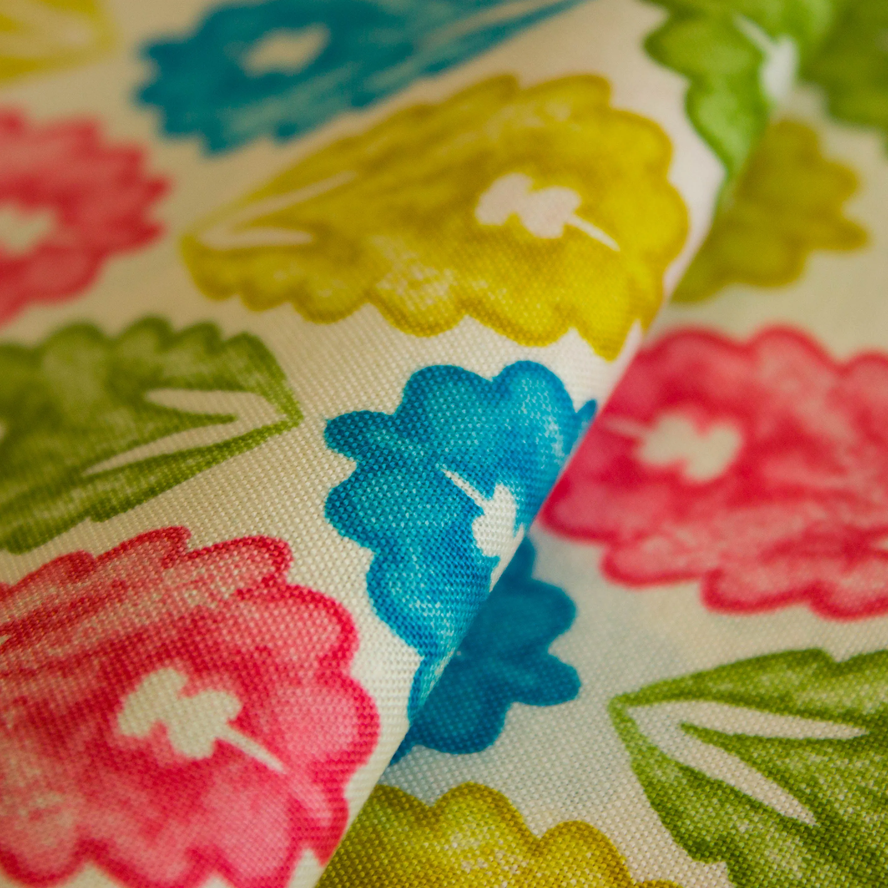 Katoen wit met multicolor abstract patroon